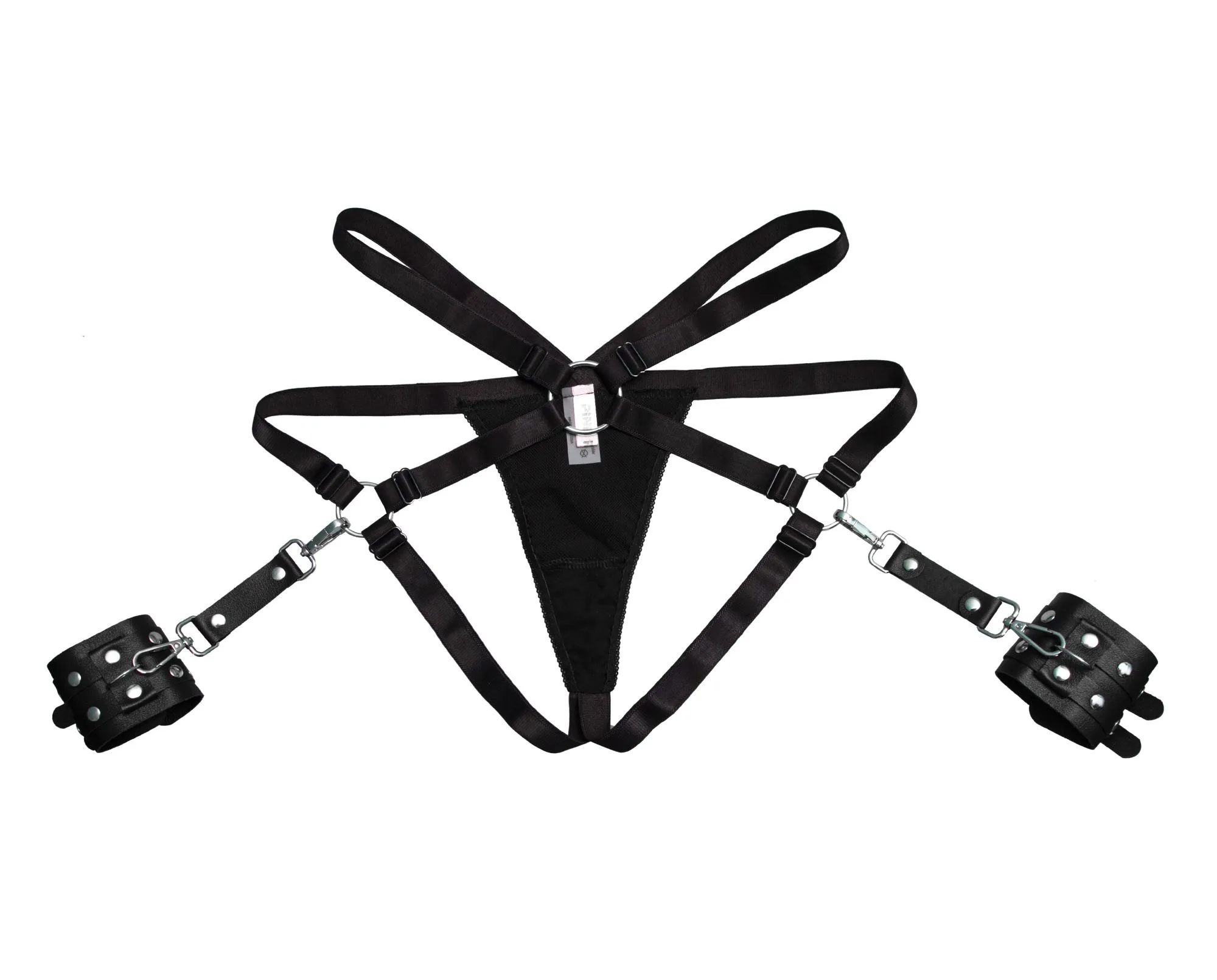 Трусы PinkRabbit с наручниками Kortni, чёрные