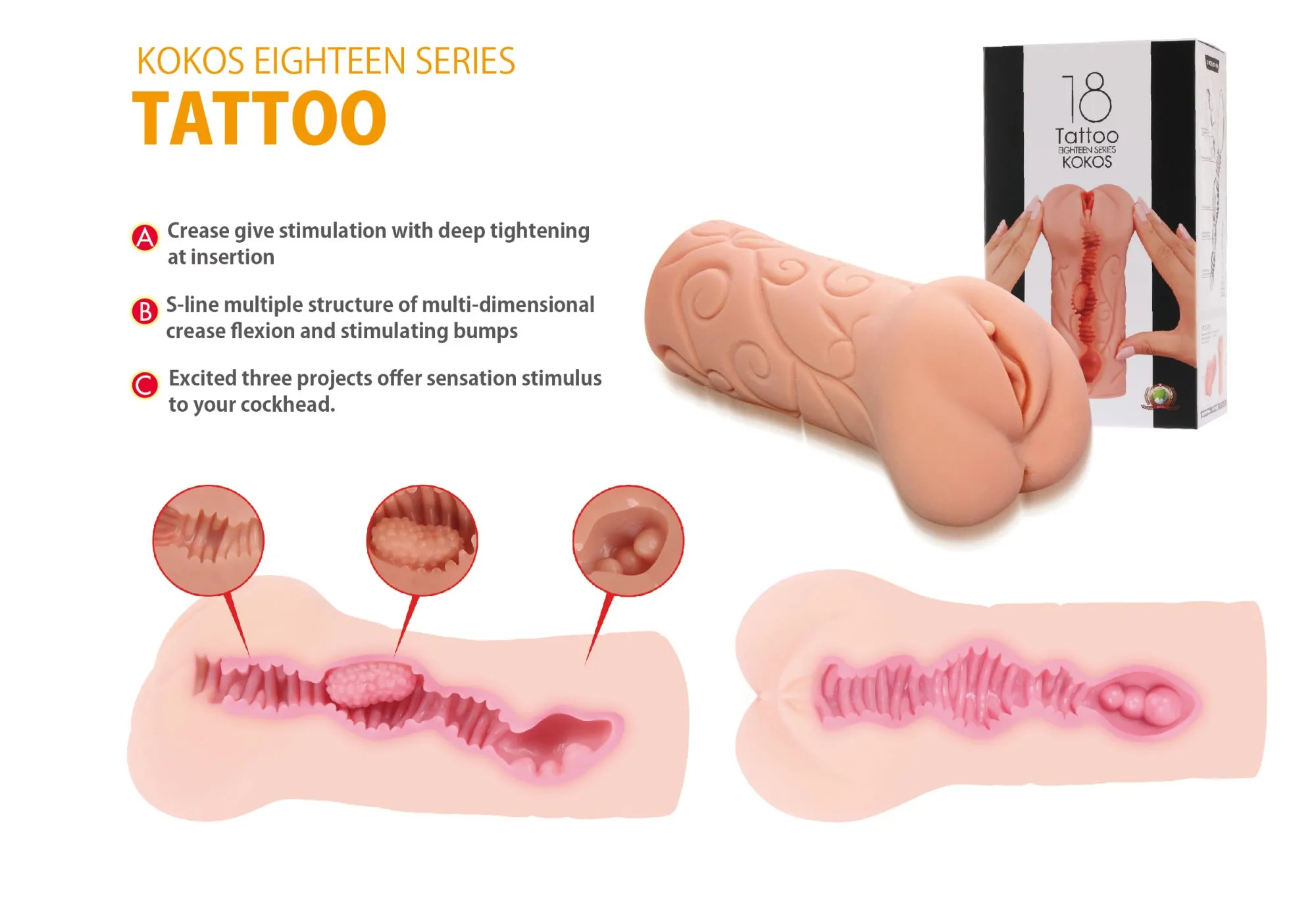 мастурбатор tattoo двойной слой телесный kokos m03-001-06d в Новом Уренгое
