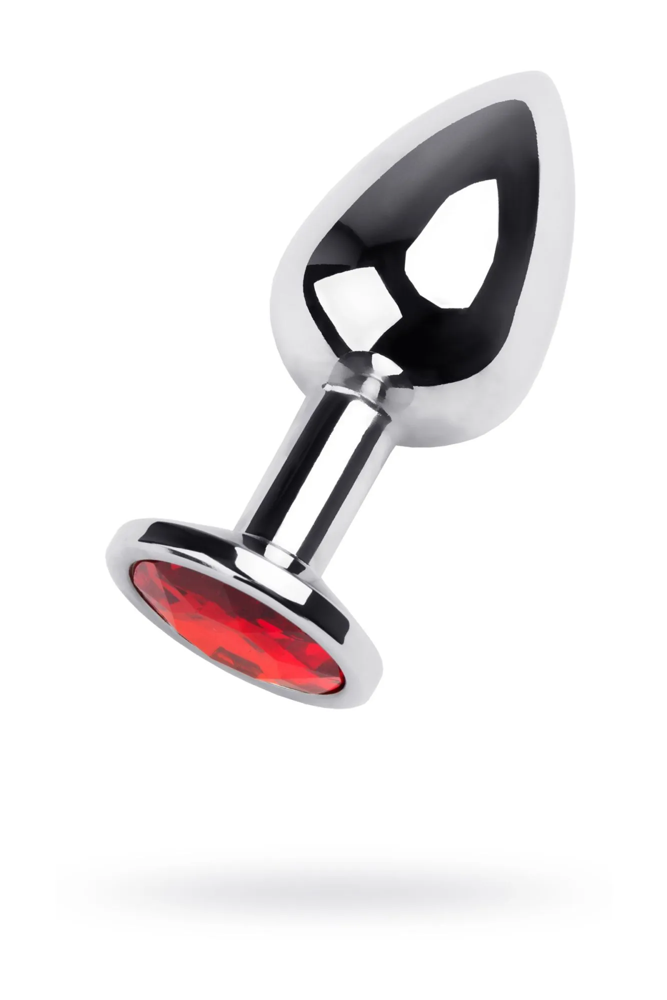 анальная втулка metal by toyfa, металл, серебряная, с красным кристаллом, 8 см, ø 3,5 см, 265 г в Новом Уренгое