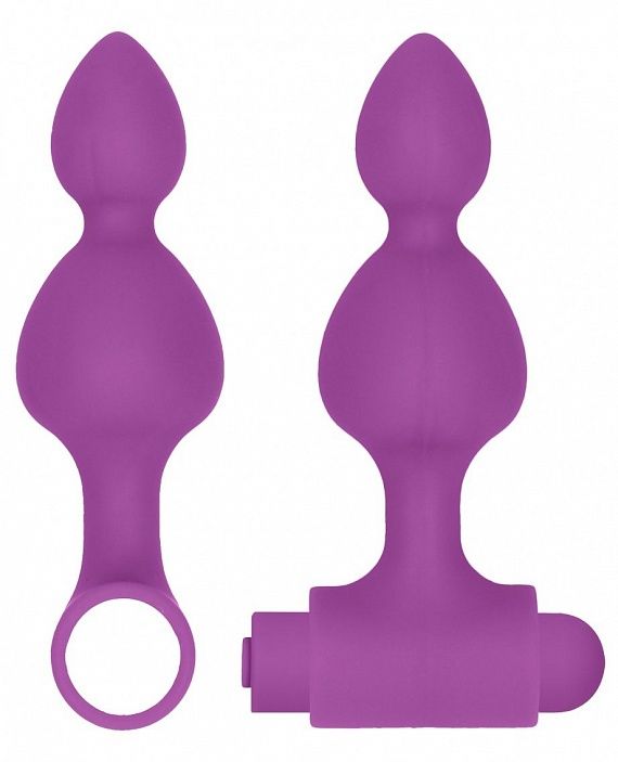 набор анальных стимуляторов shots media usb-rechargeable anal set, фиолетовый в Новом Уренгое