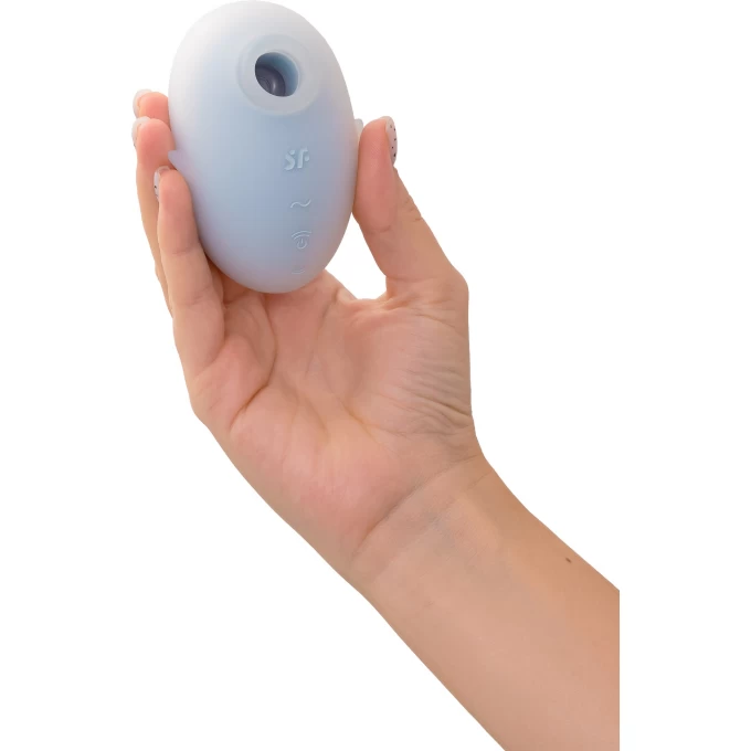 вакуум-волновой стимулятор клитора с вибрацией satisfyer cutie ghost, силикон, голубой, 9,1 см в Новом Уренгое