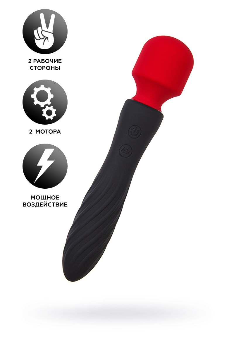 двусторонний вибромассажер black&red by toyfa, силикон, черный, 21 см в Новом Уренгое