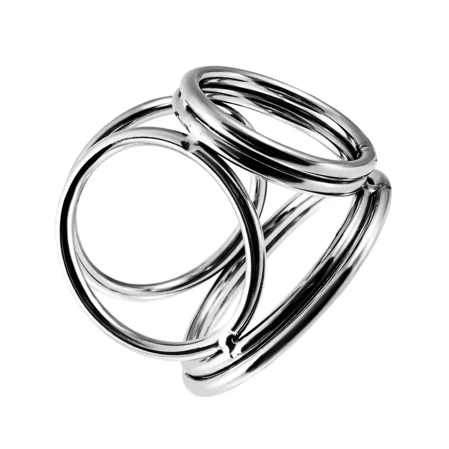 Бондаж для пениса TOYFA Metal, 6 колец, серебристый