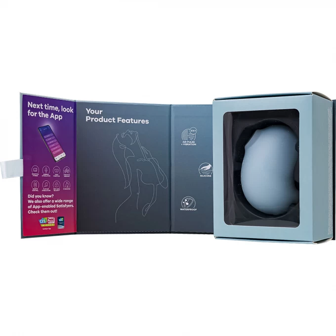 вакуум-волновой стимулятор клитора с вибрацией satisfyer cutie ghost, силикон, голубой, 9,1 см в Новом Уренгое
