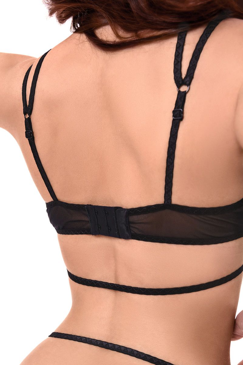 Эротическое боди с кружевом жабо erolanta eva, черное в Новом Уренгое