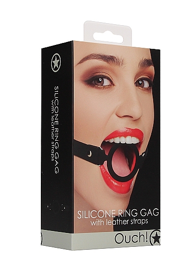 кляп-кольцо с кожанными ремешками  silicone ring gag - with leather straps в Новом Уренгое