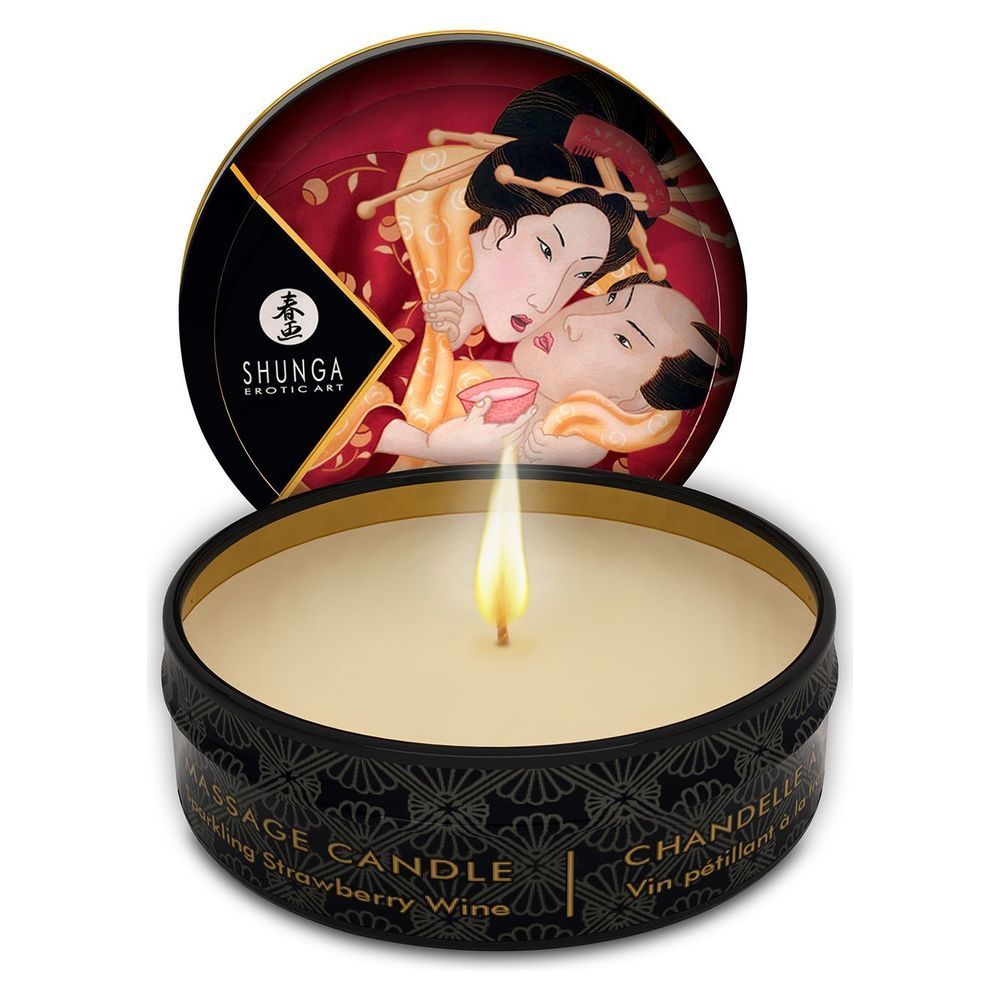 массажная свеча shunga mini massage candle sparkling strawberry wine, 30 мл в Новом Уренгое