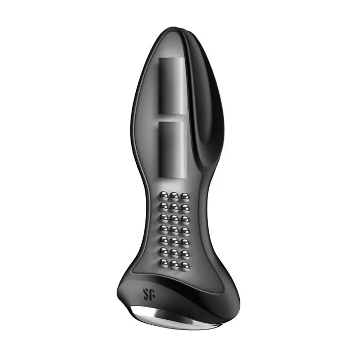 анальная пробка с вибрацией и массажем бусинами rotator plug 2+, чёрная в Новом Уренгое