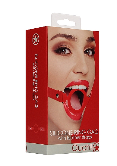 кляп-кольцо с кожанными ремешками  silicone ring gag - with leather straps в Новом Уренгое