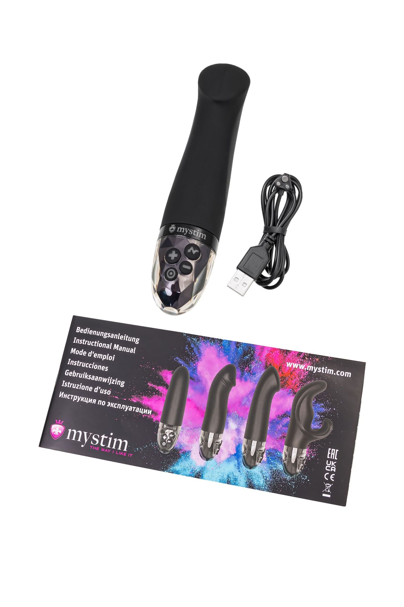вибратор mystim right on ron с электростимуляцией,силикон, черный, 16,5 см в Новом Уренгое
