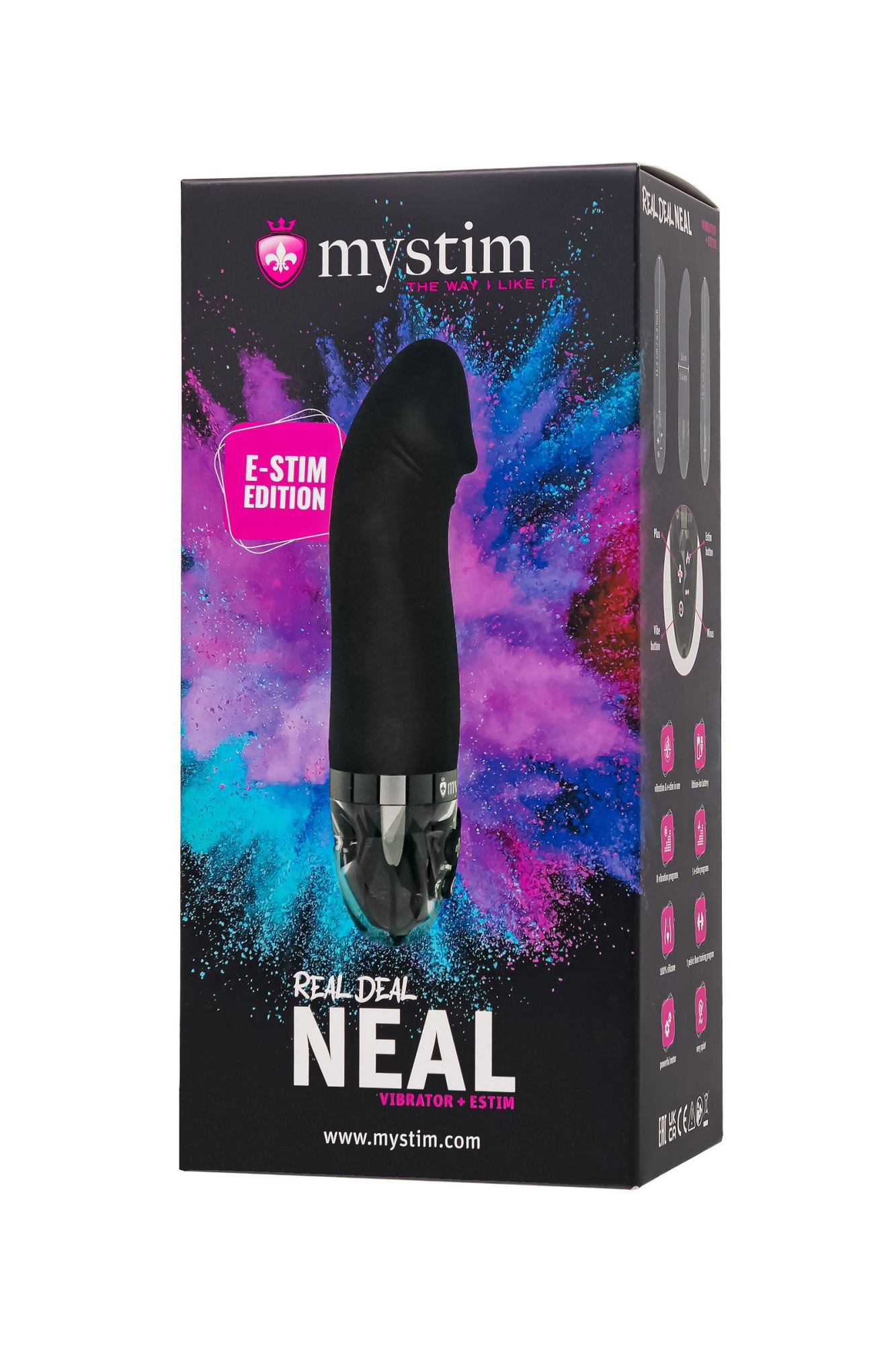 вибратор mystim real deal neal с электростимуляцией, силикон, черный, 16,5 см в Новом Уренгое