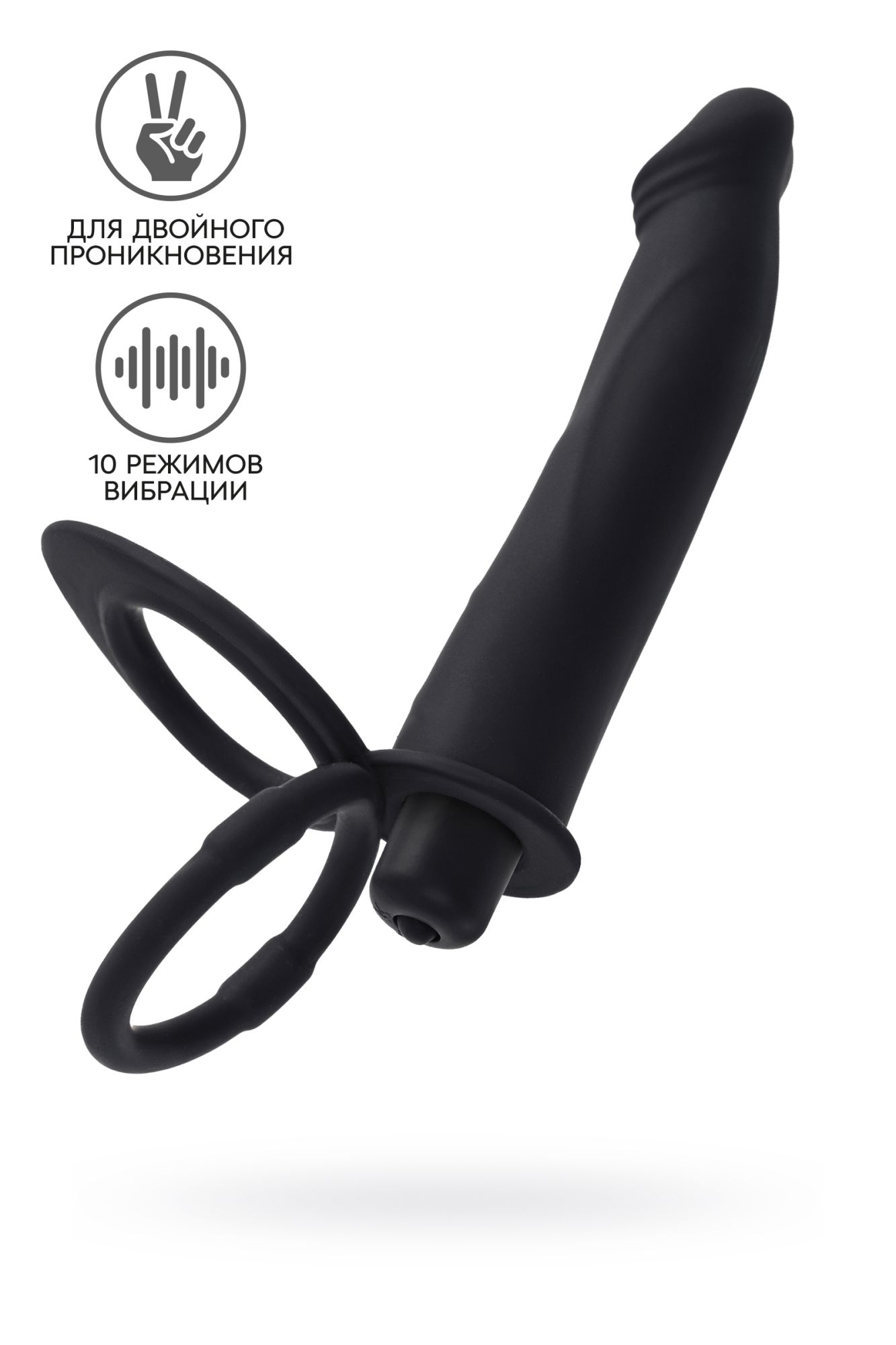 насадка на пенис для двойного проникновения black&red by toyfa, силикон, чёрная, 19 см в Новом Уренгое