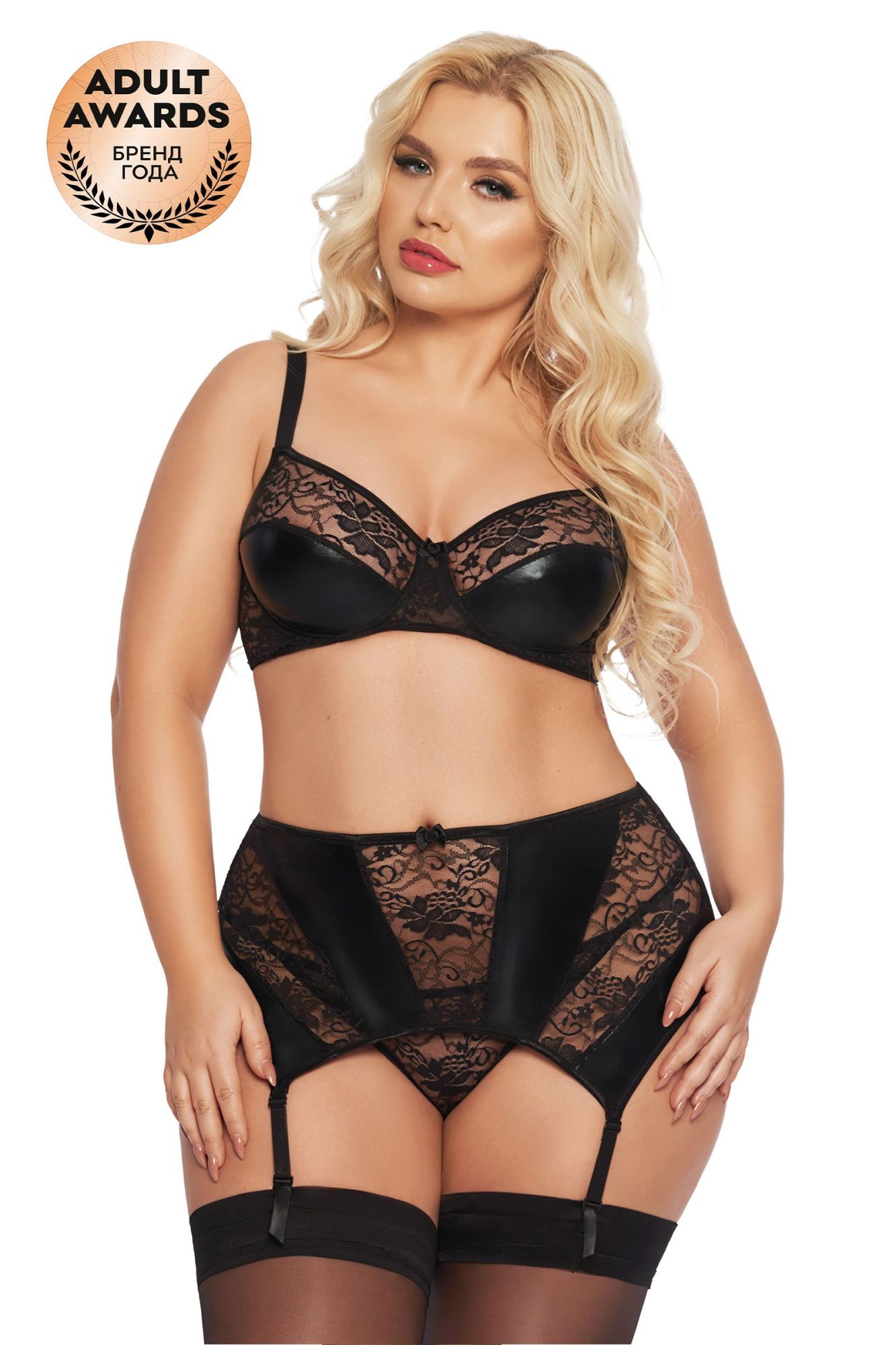 Эротическое комплект открытый softline collection joana (бюстгальтер,пояс с пажами,стринги), черный, xxl в Новом Уренгое