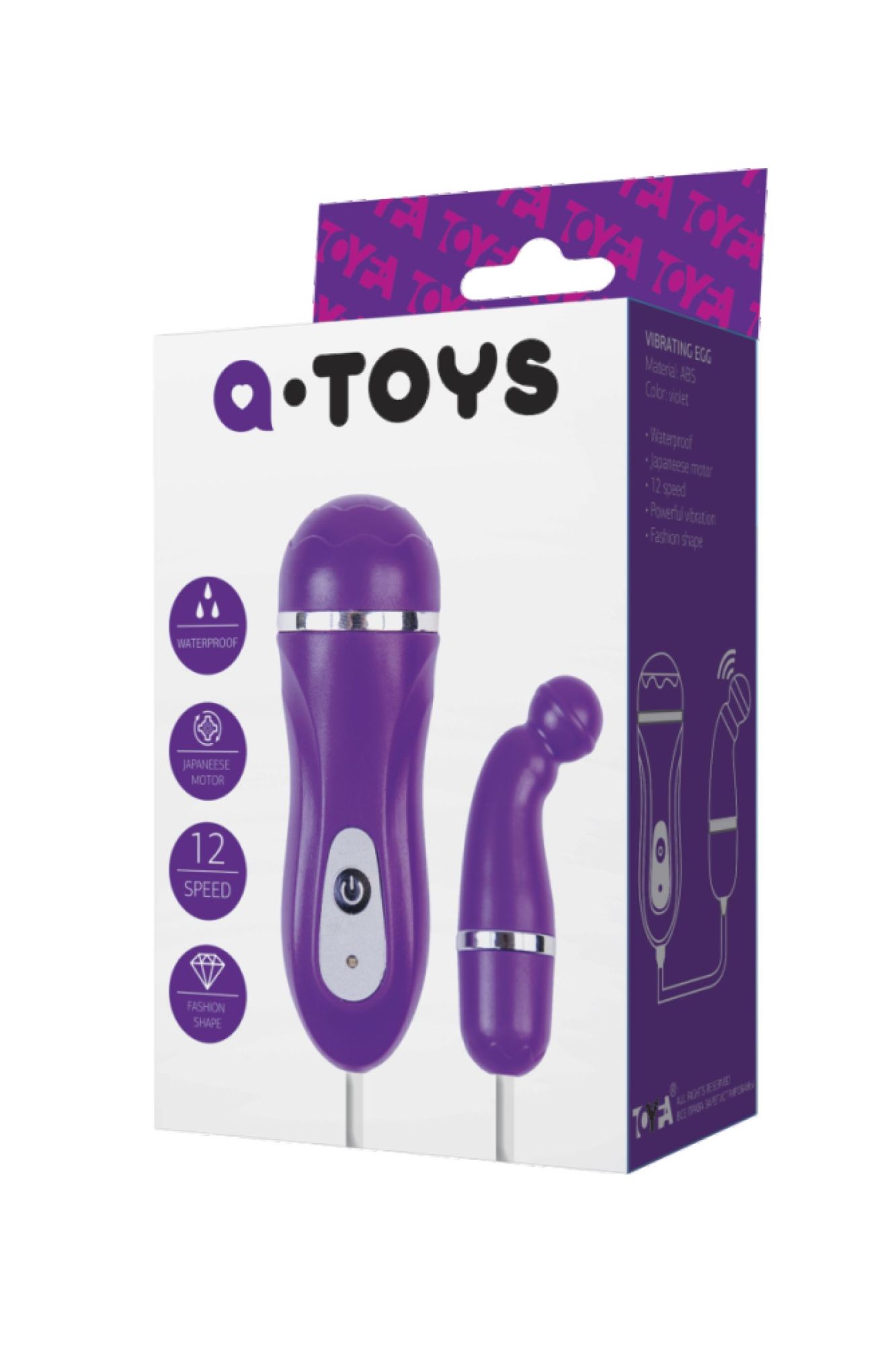 виброяйцо с пультом управления toyfa  a-toys beany, abs пластик, фиолетовый, 5,5 см в Новом Уренгое