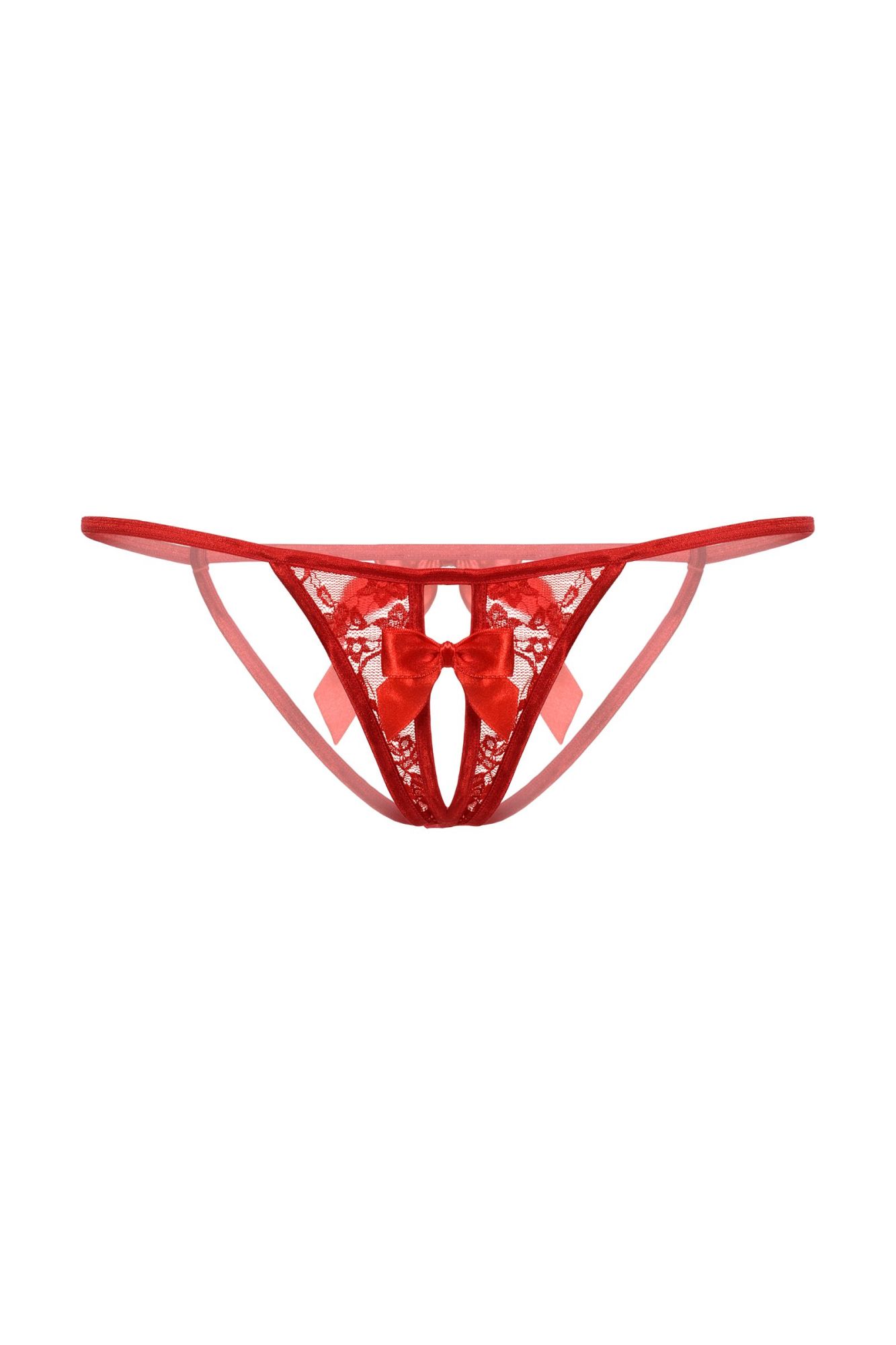 Эротическое стринги с бантиком открытые кружевные softline collection, красный, s/l в Новом Уренгое