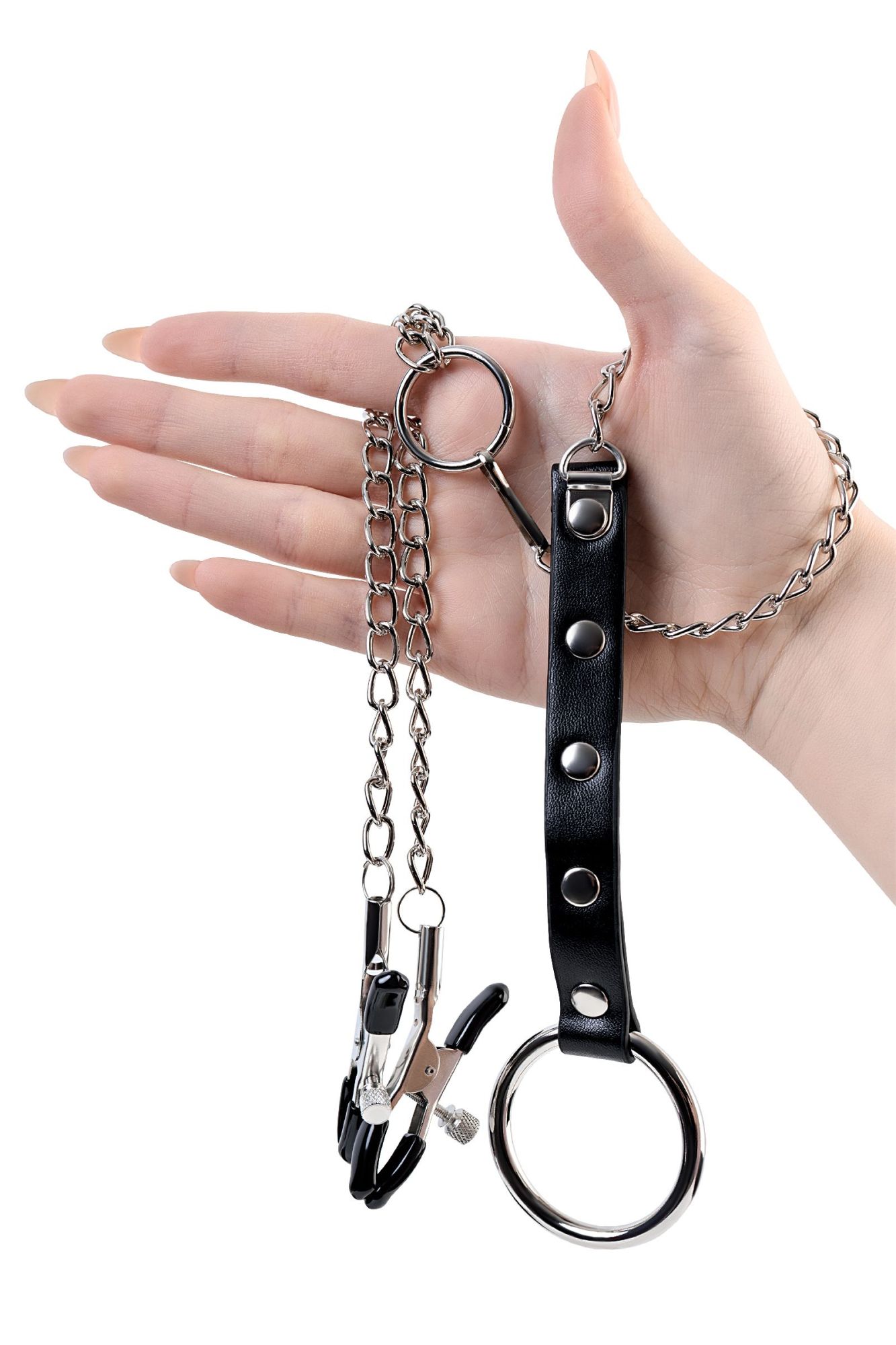 зажимы для сосков toyfa metal с кольцом для пениса, серебряные, 60 см в Новом Уренгое