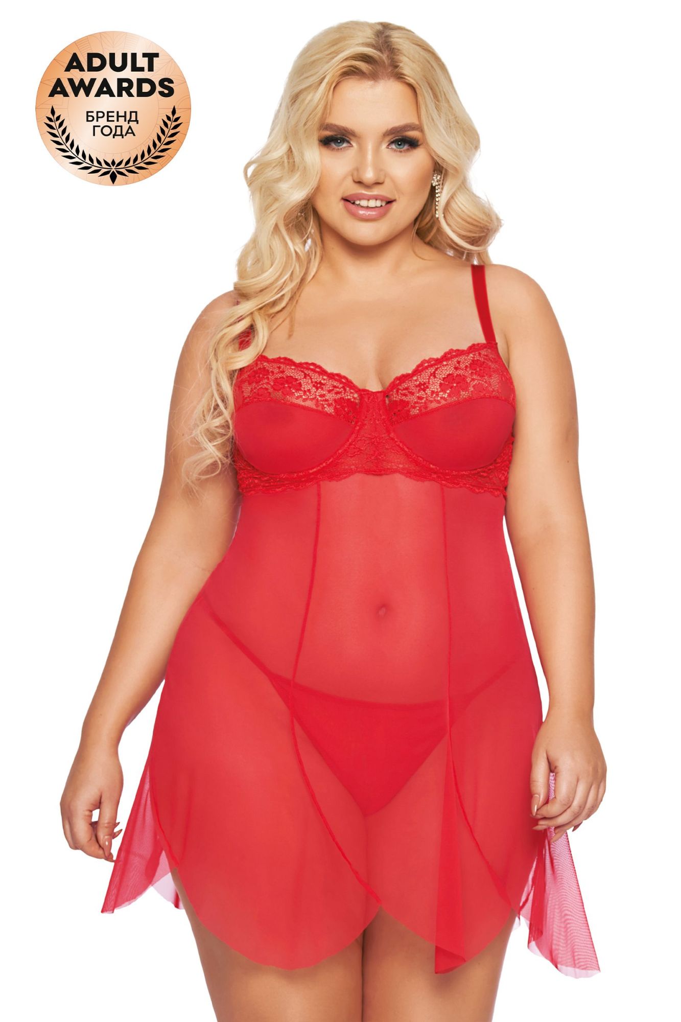 Эротическое ночная сорочка и стринги softline collection carla, красный, xxl в Новом Уренгое