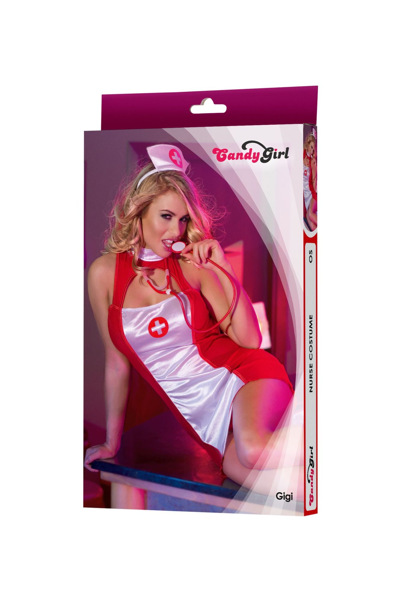 Эротическое костюм медсестры candy girl gigi (платье, головной убор, стетоскоп), красный, os в Новом Уренгое