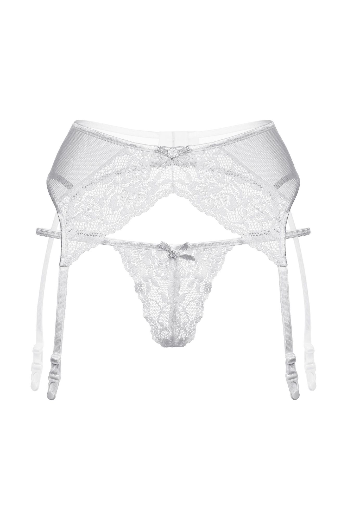 Эротическое пояс для чулок и стринги кружевные softline collection, белый, s/m в Новом Уренгое