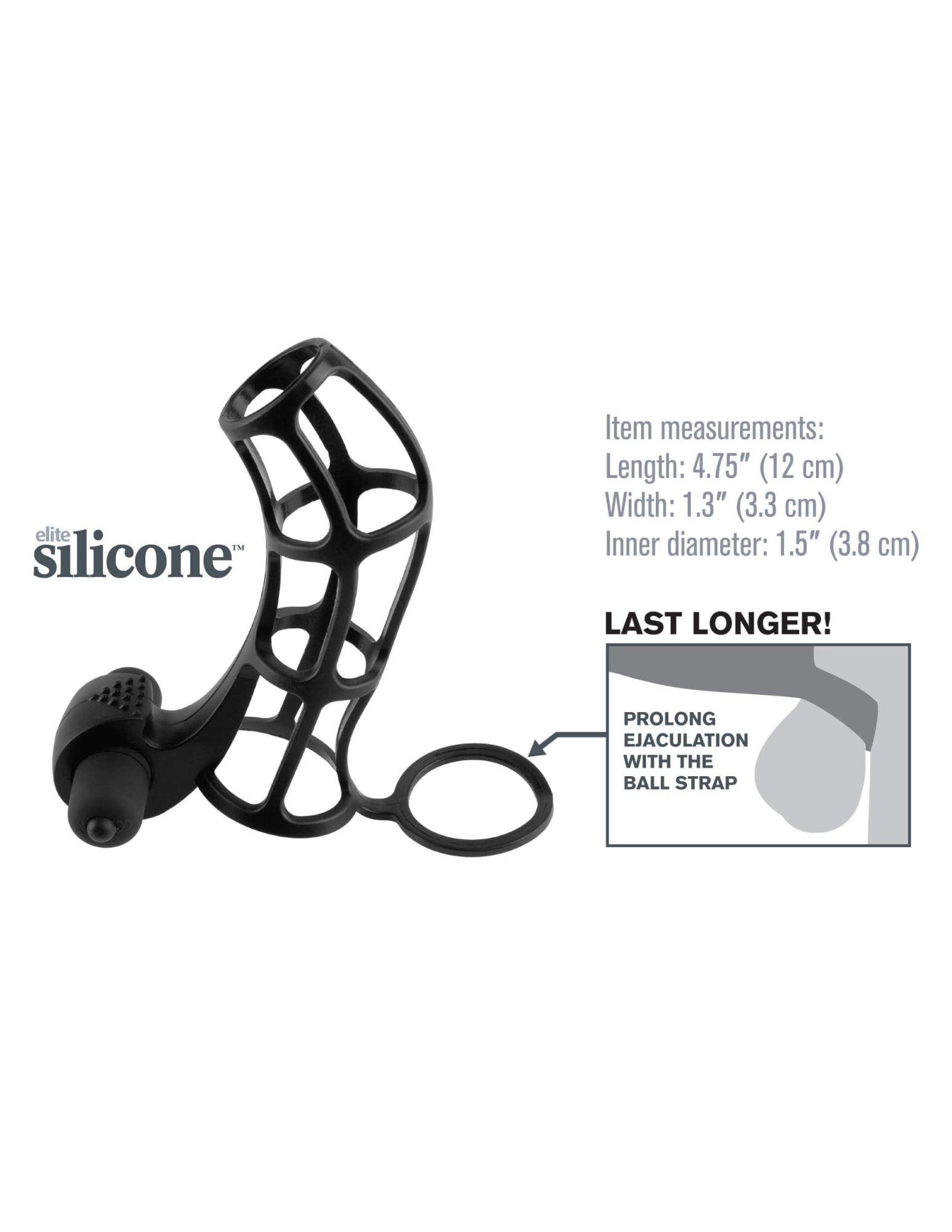 вибронасадка pipedream fantasy x-tensions deluxe silicone power cage, чёрная в Новом Уренгое