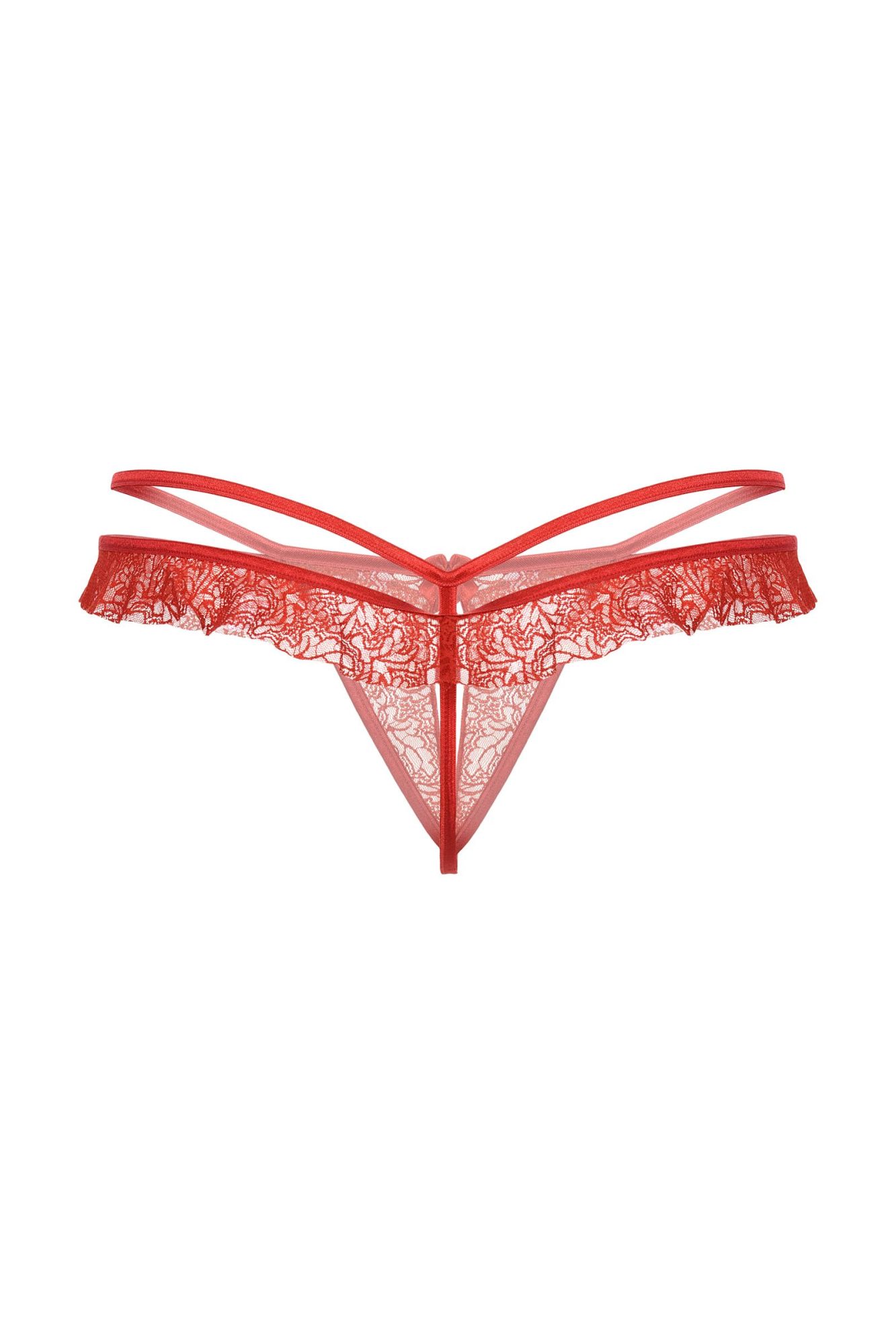 Эротическое стринги открытые с оборками softline collection, красный, s/m в Новом Уренгое