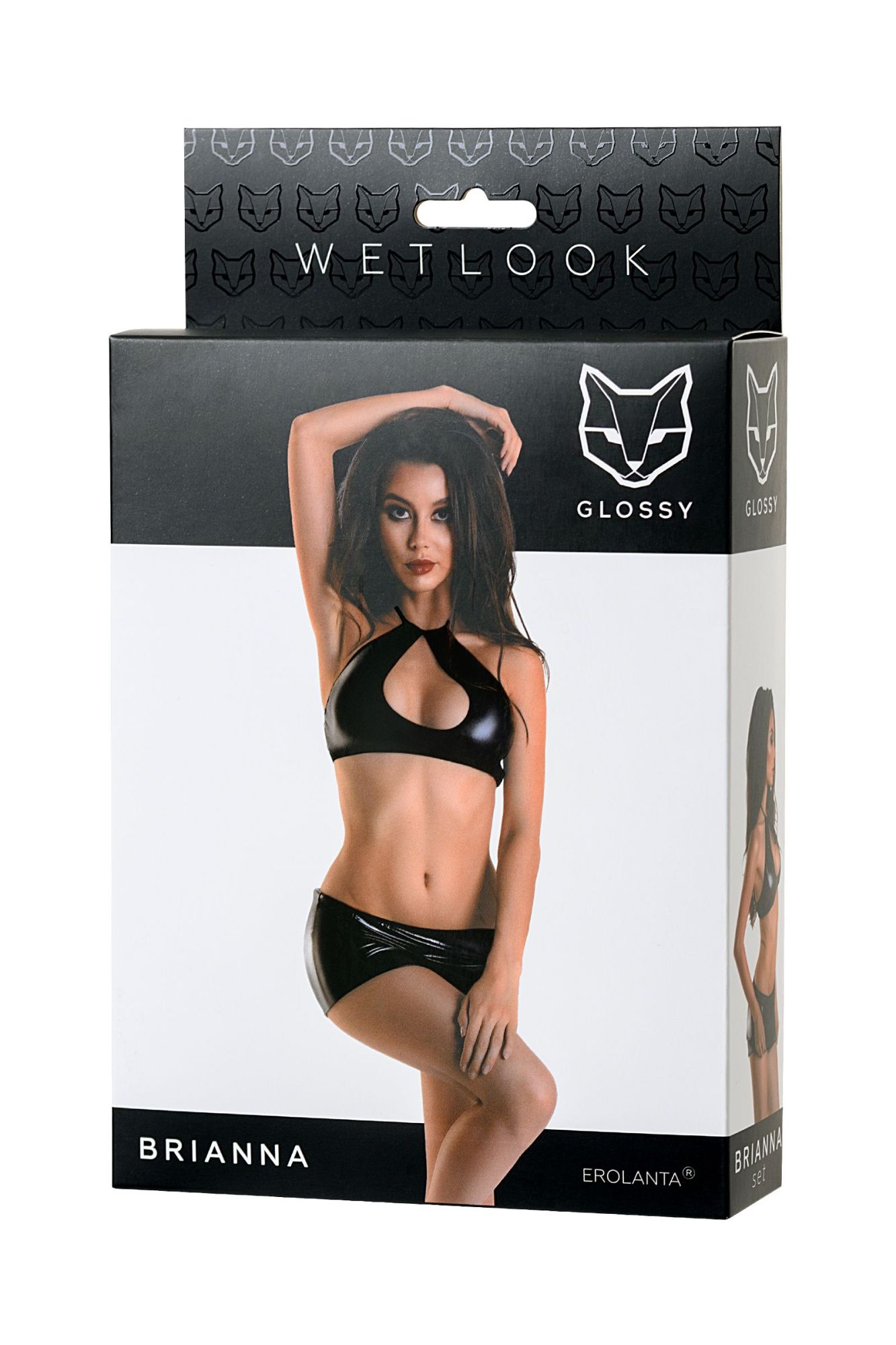 Эротическое комплект glossy brianna из материала wetlook, черный, l в Новом Уренгое