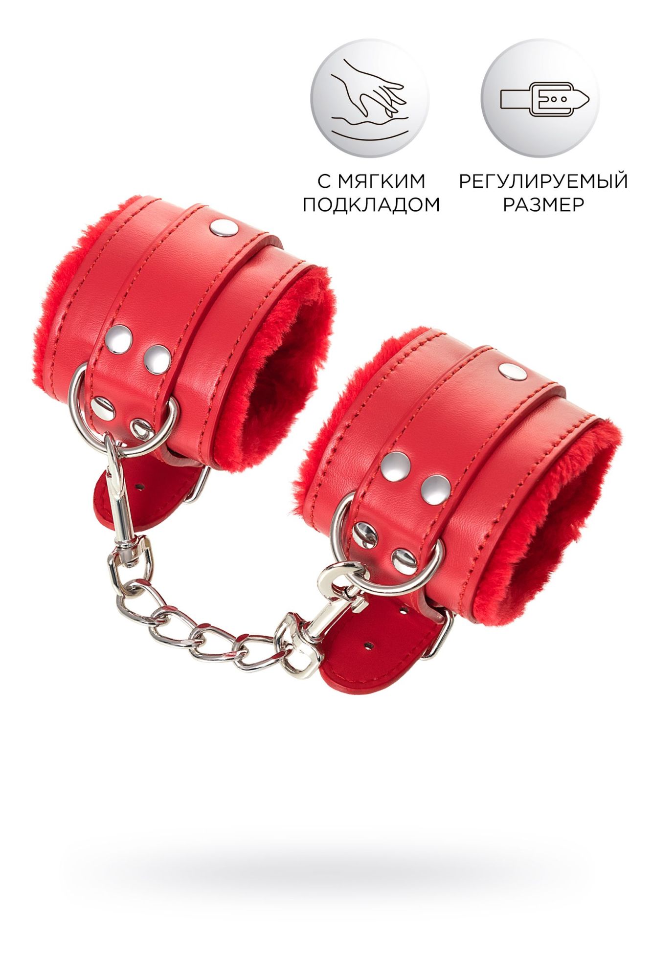наручники anonymo #0105, pu кожа, красные, 27 см в Новом Уренгое