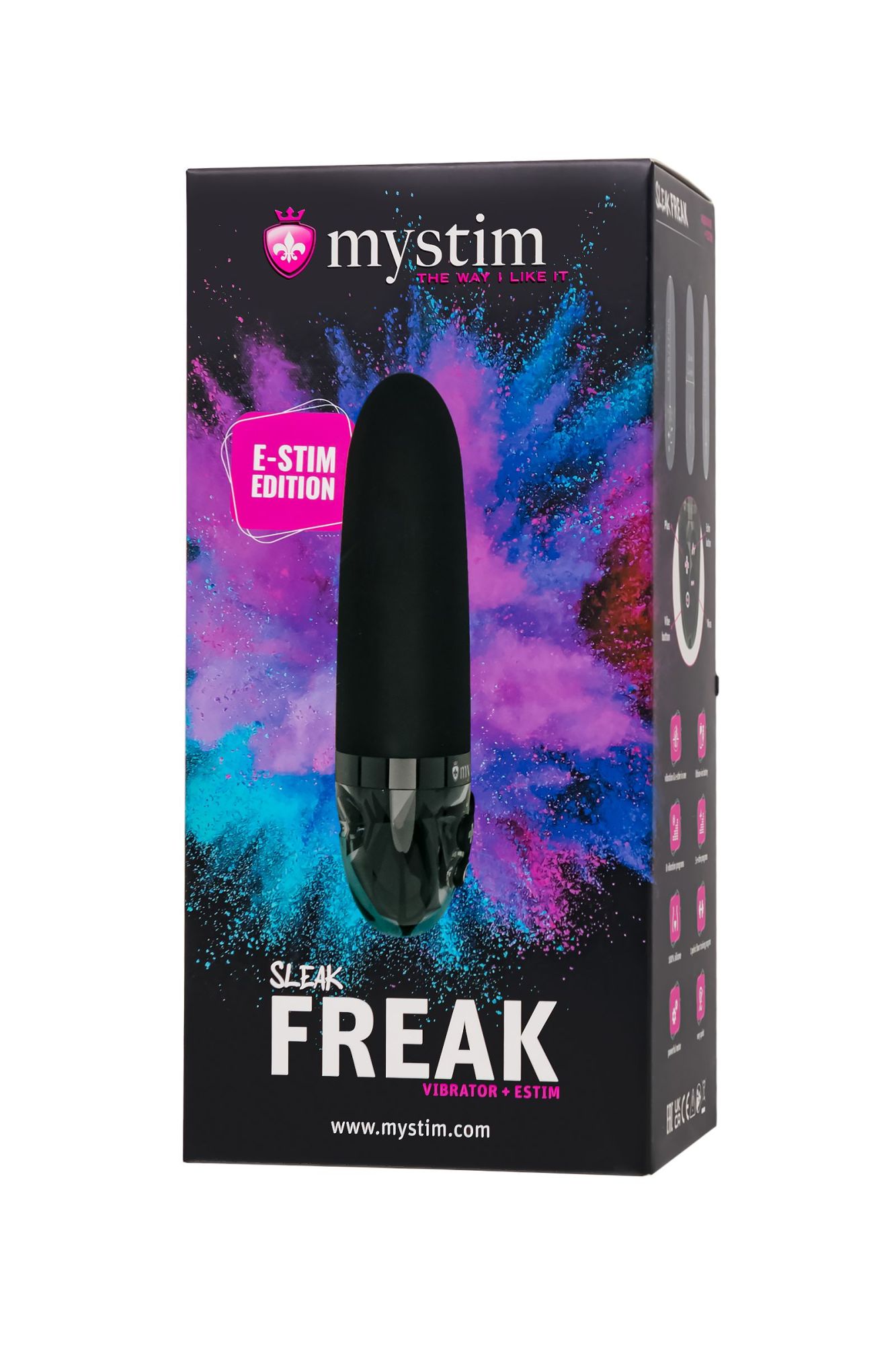 вибратор mystim sleak freak с электростимуляцией,силикон, черный, 14,5 см в Новом Уренгое