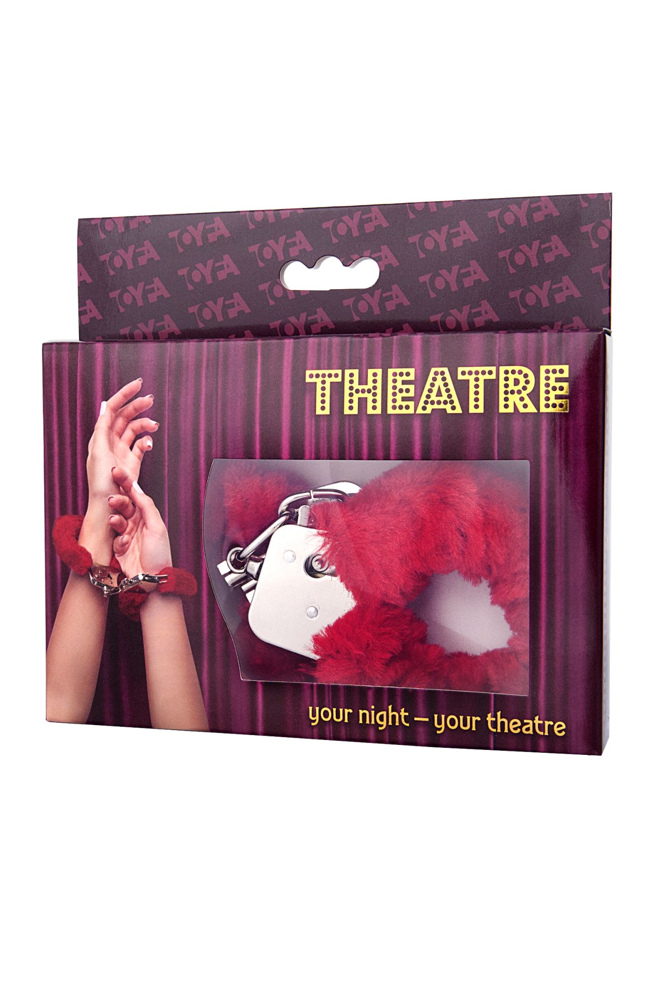 наручники toyfa theatre, меховые,  красные, 28 см. в Новом Уренгое