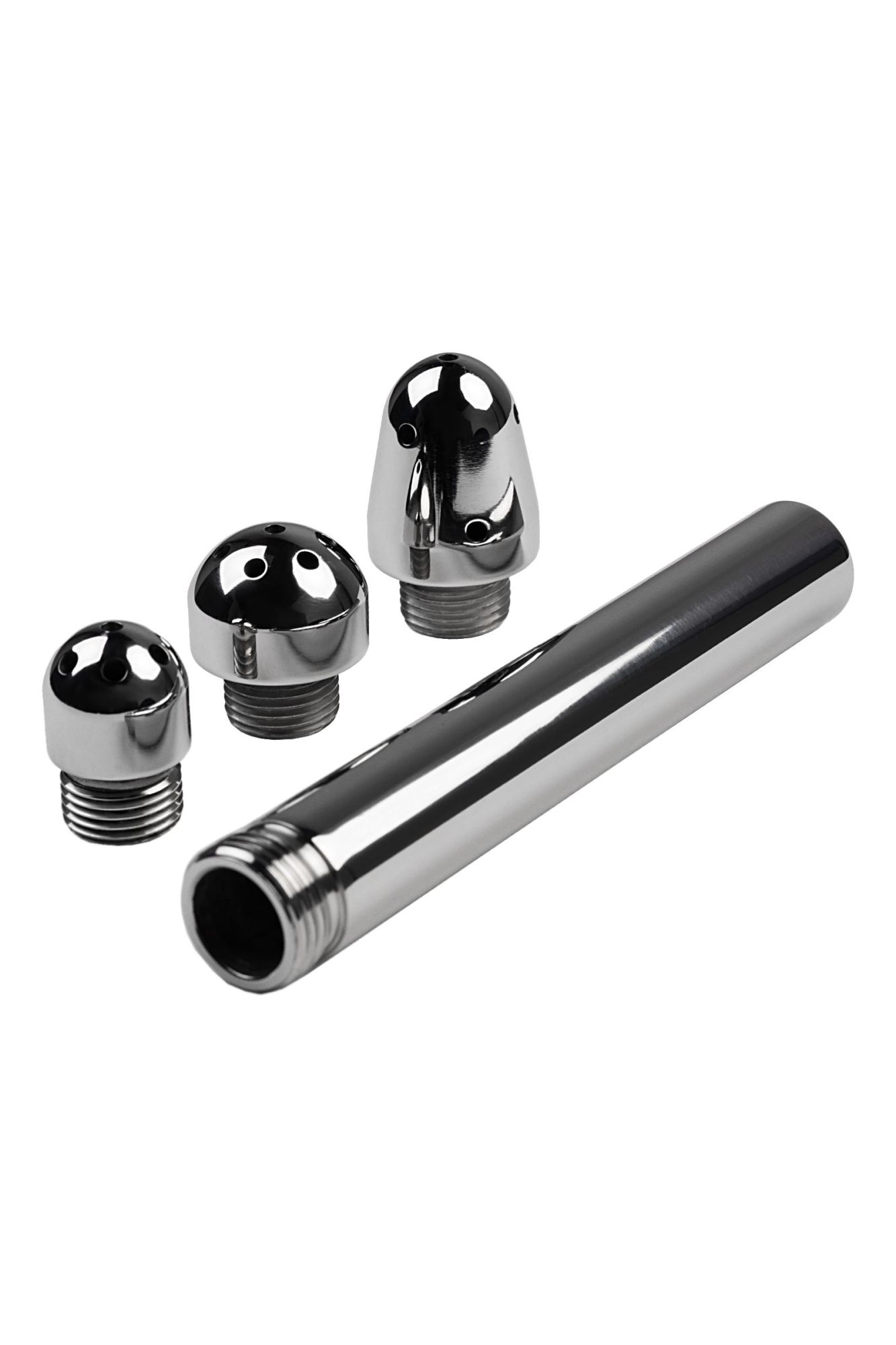 анальный душ с тремя насадками metal by toyfa, металл, серебряный, 13 см в Новом Уренгое