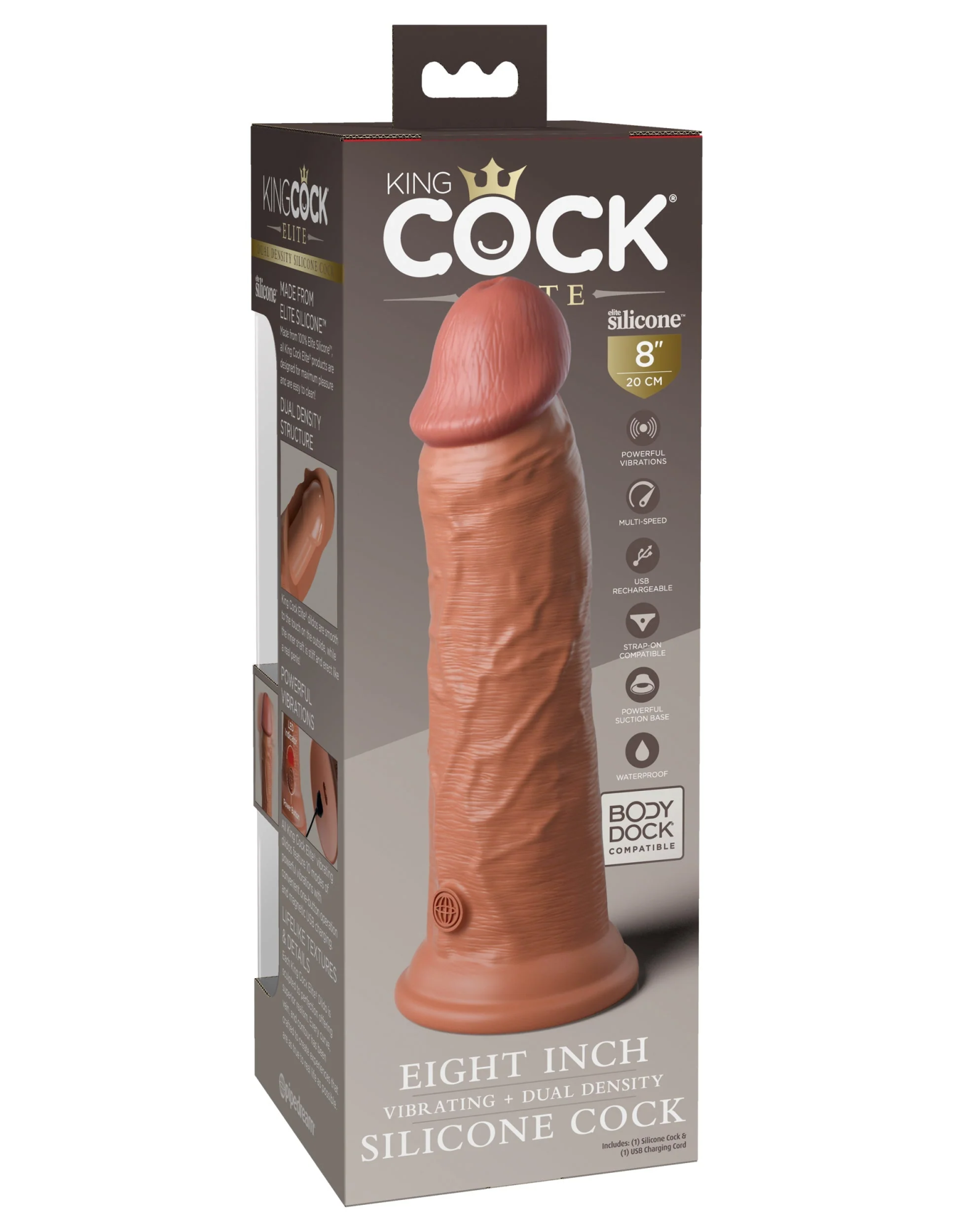 вибратор kc elite 8" vibrating silicone dong - tan pipedream 577822pd в Новом Уренгое