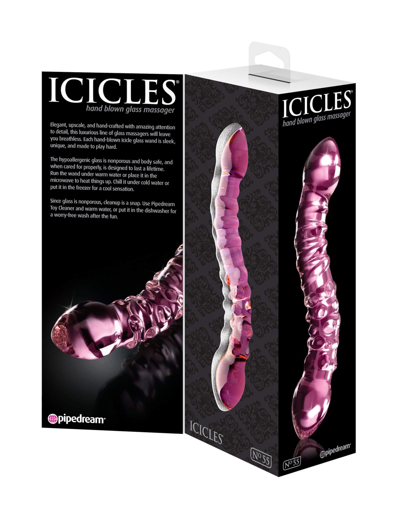 стимулятор стеклянный pipedream icicles no 55, розовый в Новом Уренгое