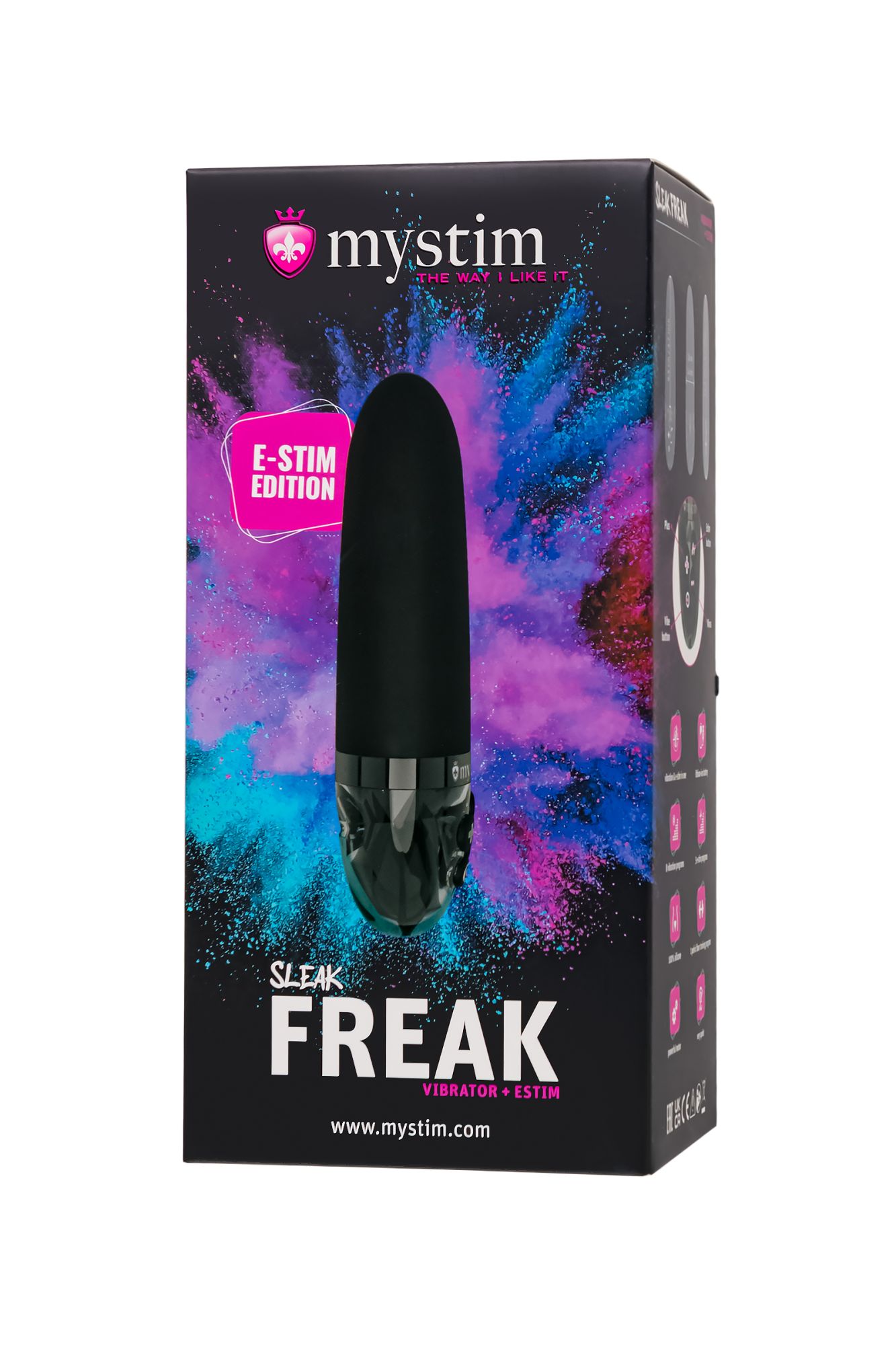 вибратор mystim sleak freak с электростимуляцией,силикон, черный, 14,5 см в Новом Уренгое