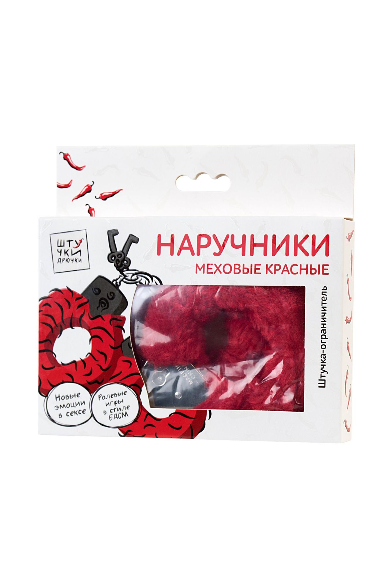 наручники штучки-дрючки, меховые, красные в Новом Уренгое