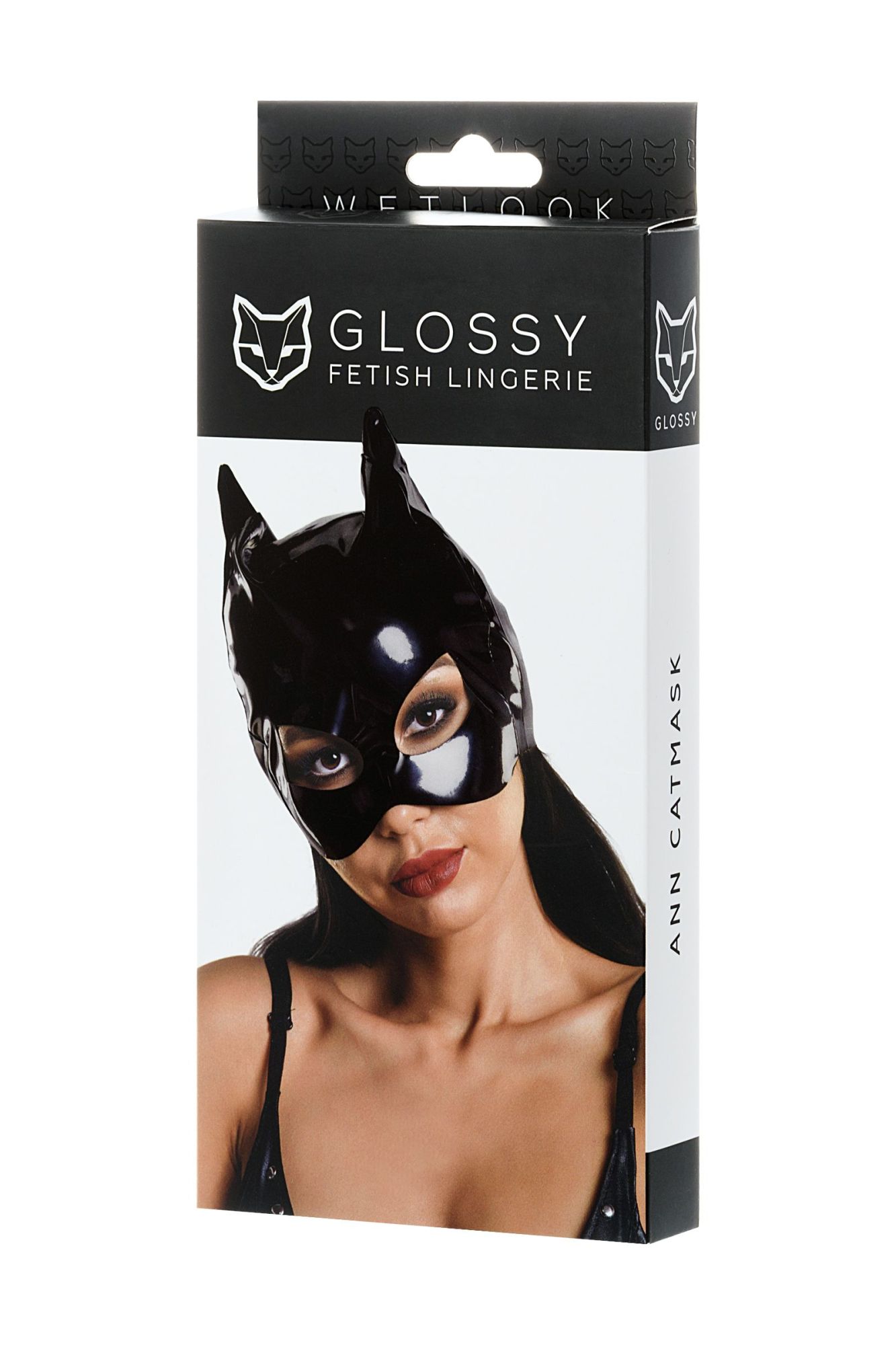 маска кошки glossy ann из материала wetlook, черный, os в Новом Уренгое