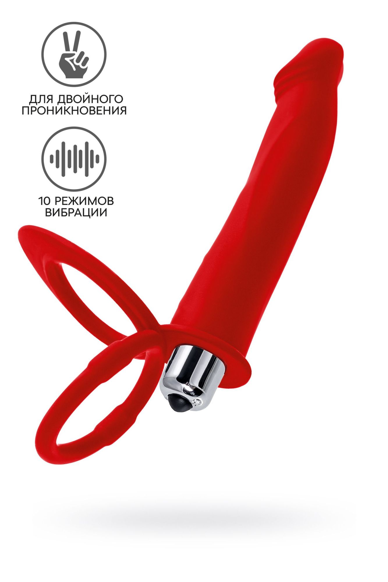 насадка на пенис для двойного проникновения black&red by toyfa, силикон, красная, 19 см в Новом Уренгое