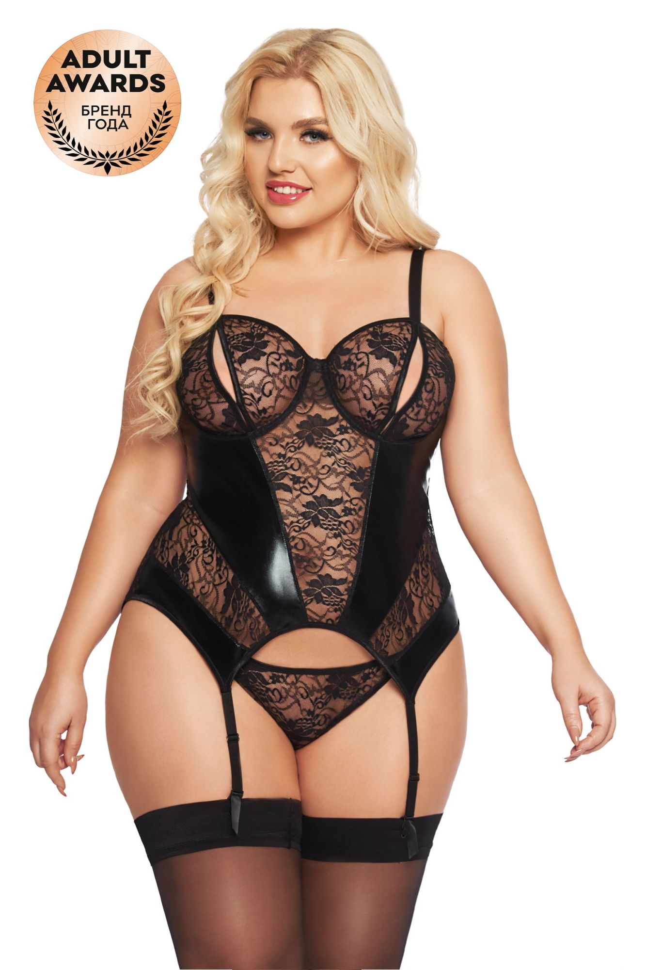 Эротическое корсет с пажами и стринги softline collection jessica, черный, xxl в Новом Уренгое