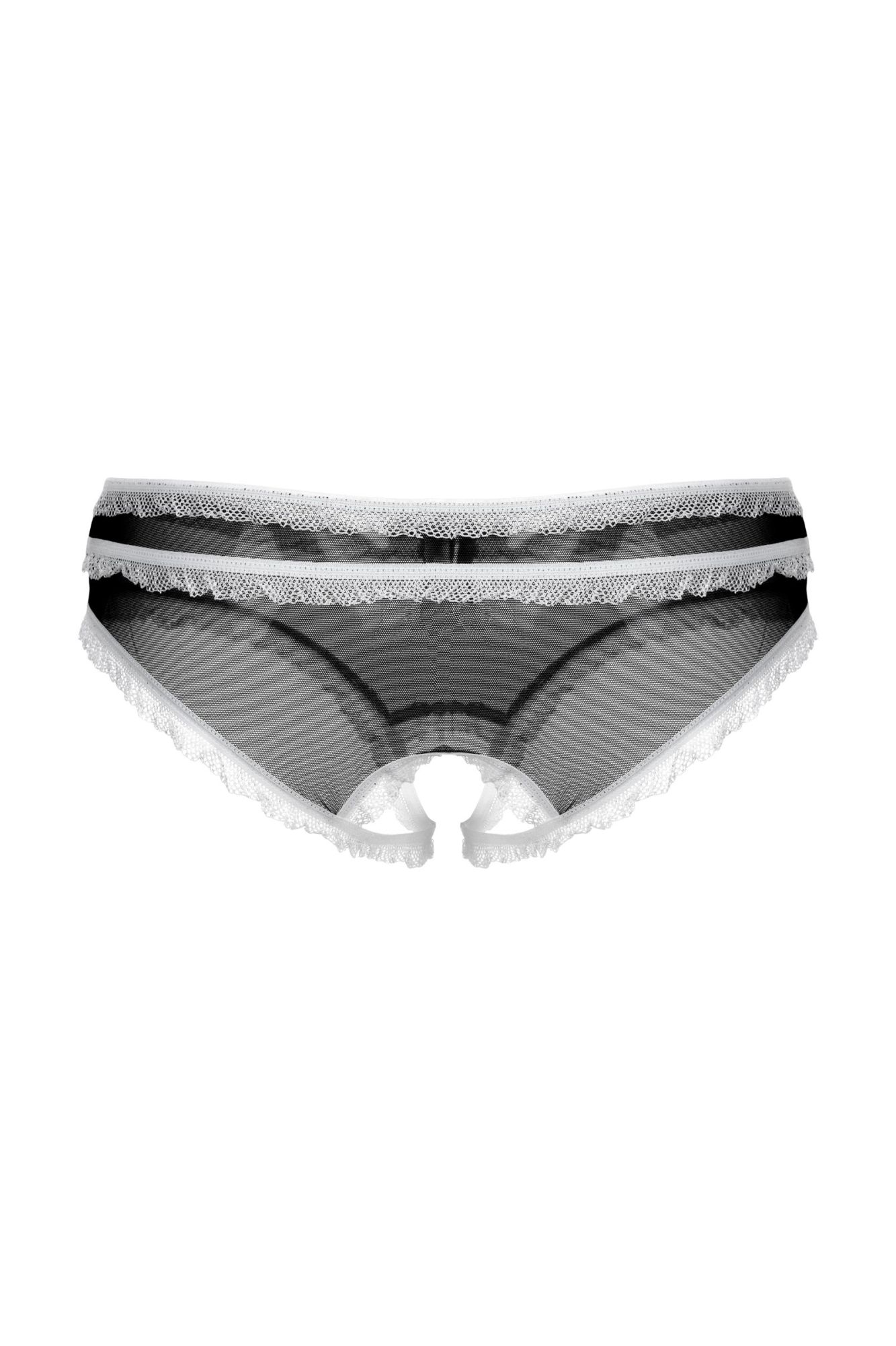 Эротическое трусики открытые с рюшами softline collection, черный, s/m в Новом Уренгое