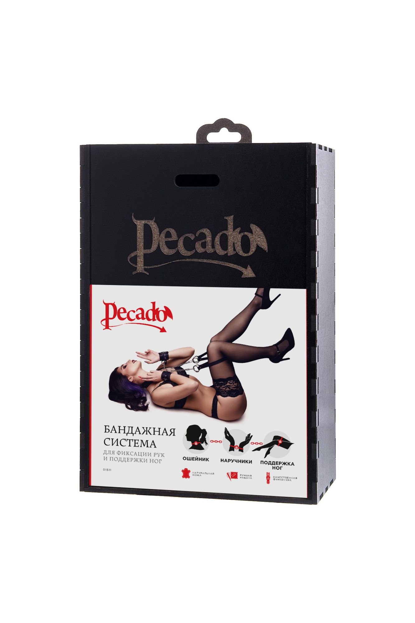 бондажная система pecado bdsm, для фиксации рук и поддержки ног, натуральная кожа, черная в Новом Уренгое
