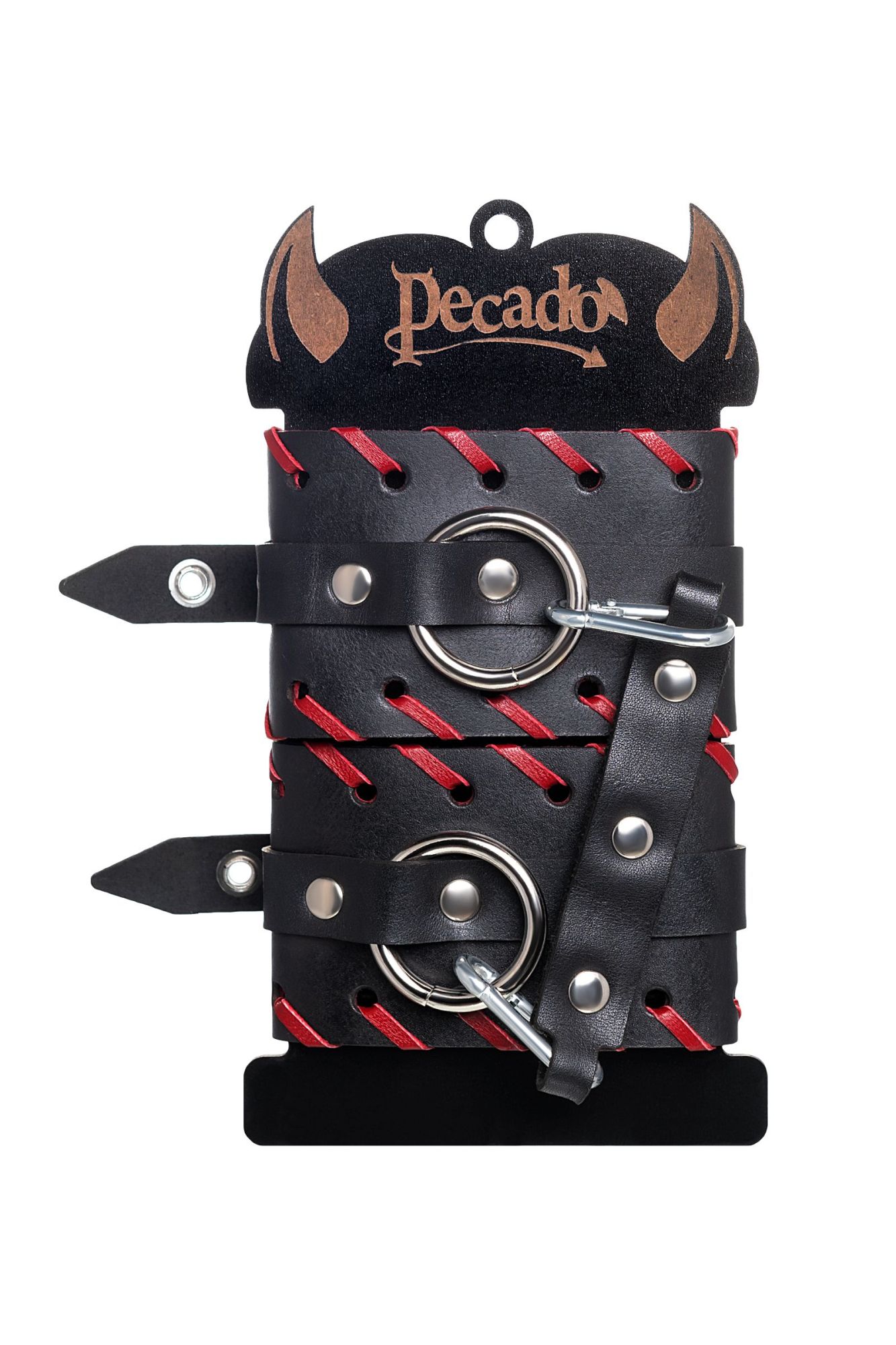 оковы pecado bdsm, с красной окантовкой, натуральная кожа, черные в Новом Уренгое