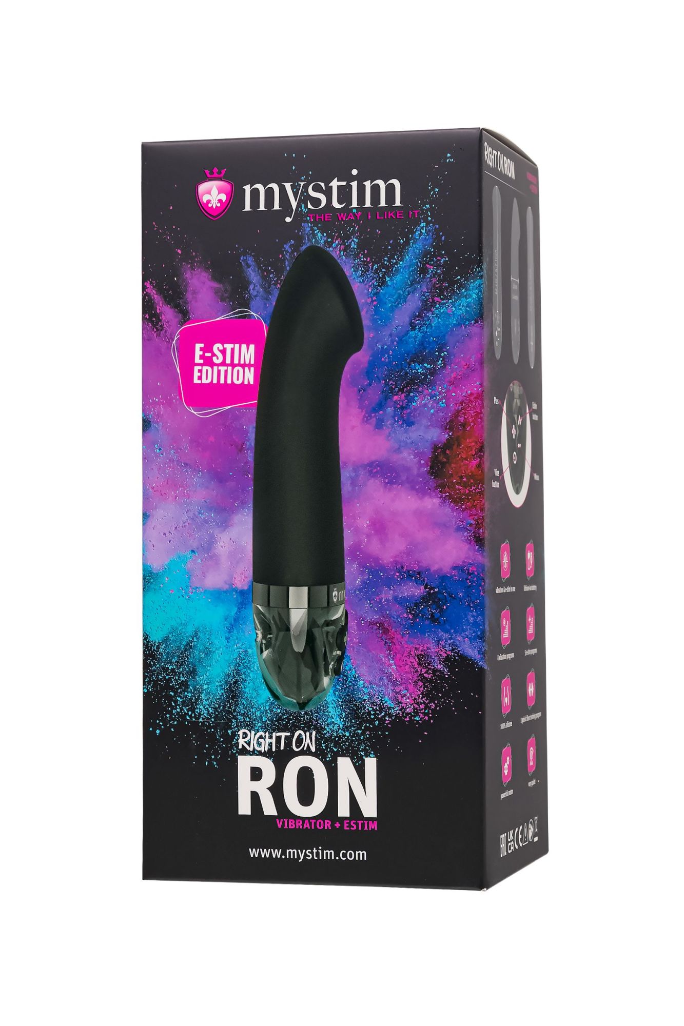 вибратор mystim right on ron с электростимуляцией,силикон, черный, 16,5 см в Новом Уренгое