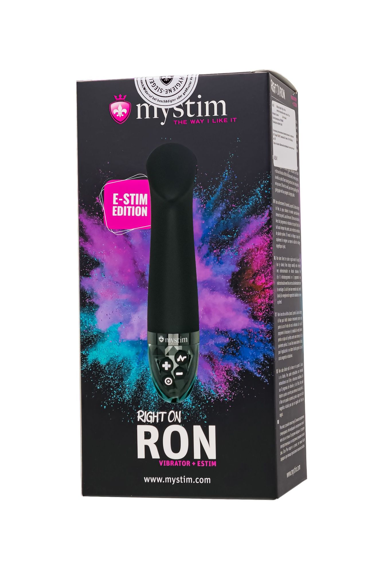 вибратор mystim right on ron с электростимуляцией,силикон, черный, 16,5 см в Новом Уренгое