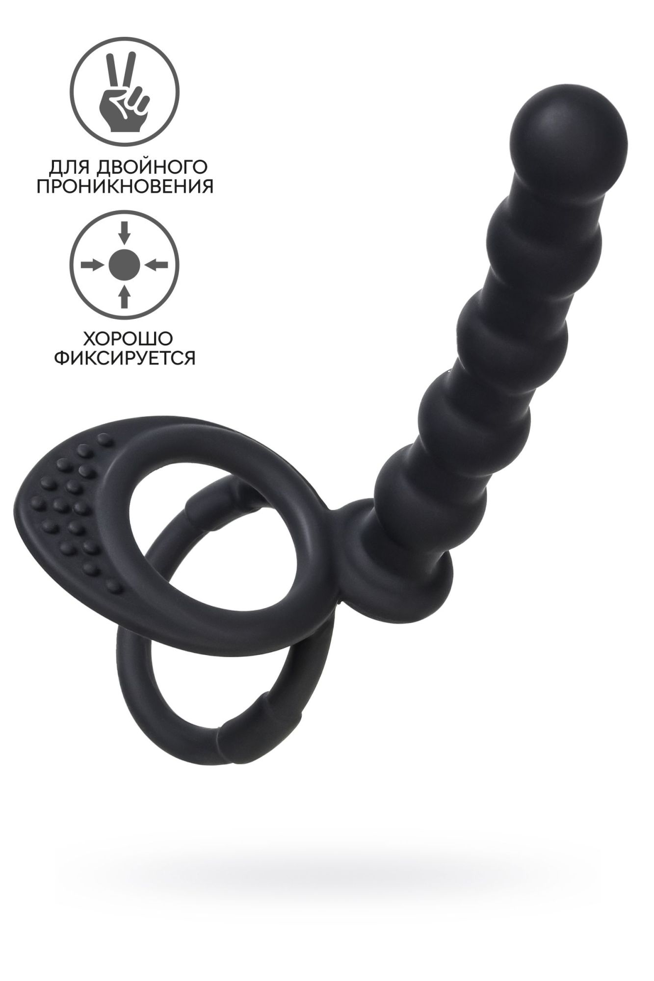 насадка на пенис для двойного проникновения black&red by toyfa, силикон, черная, 19,5 см в Новом Уренгое