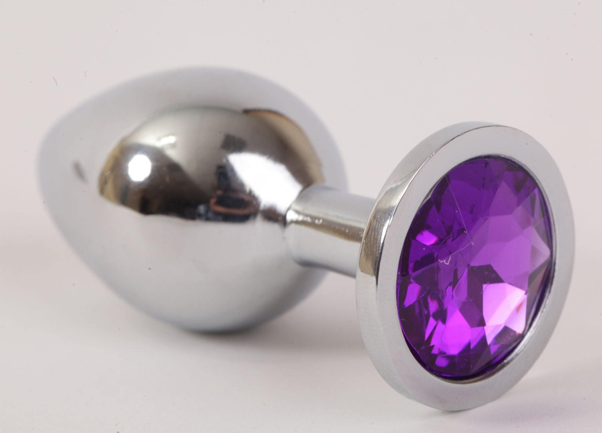 анальная пробка серебряная с фиолетовым кристаллом 3,4х8,2 47020-1-mm в Новом Уренгое