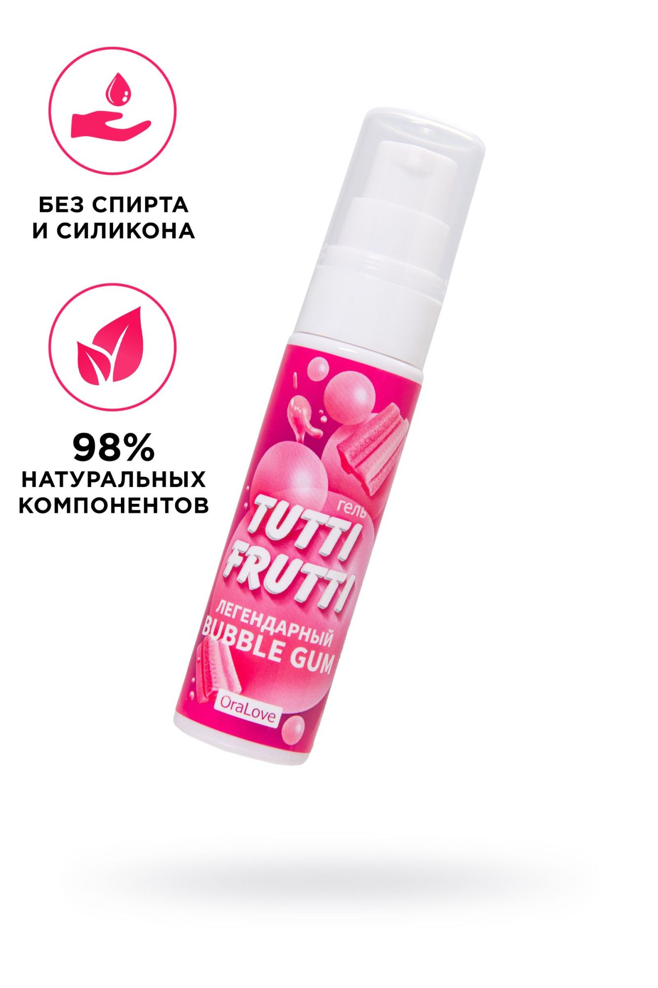 съедобная гель-смазка tutti-frutti для орального секса со вкусом bubble gum, 30 гр в Новом Уренгое