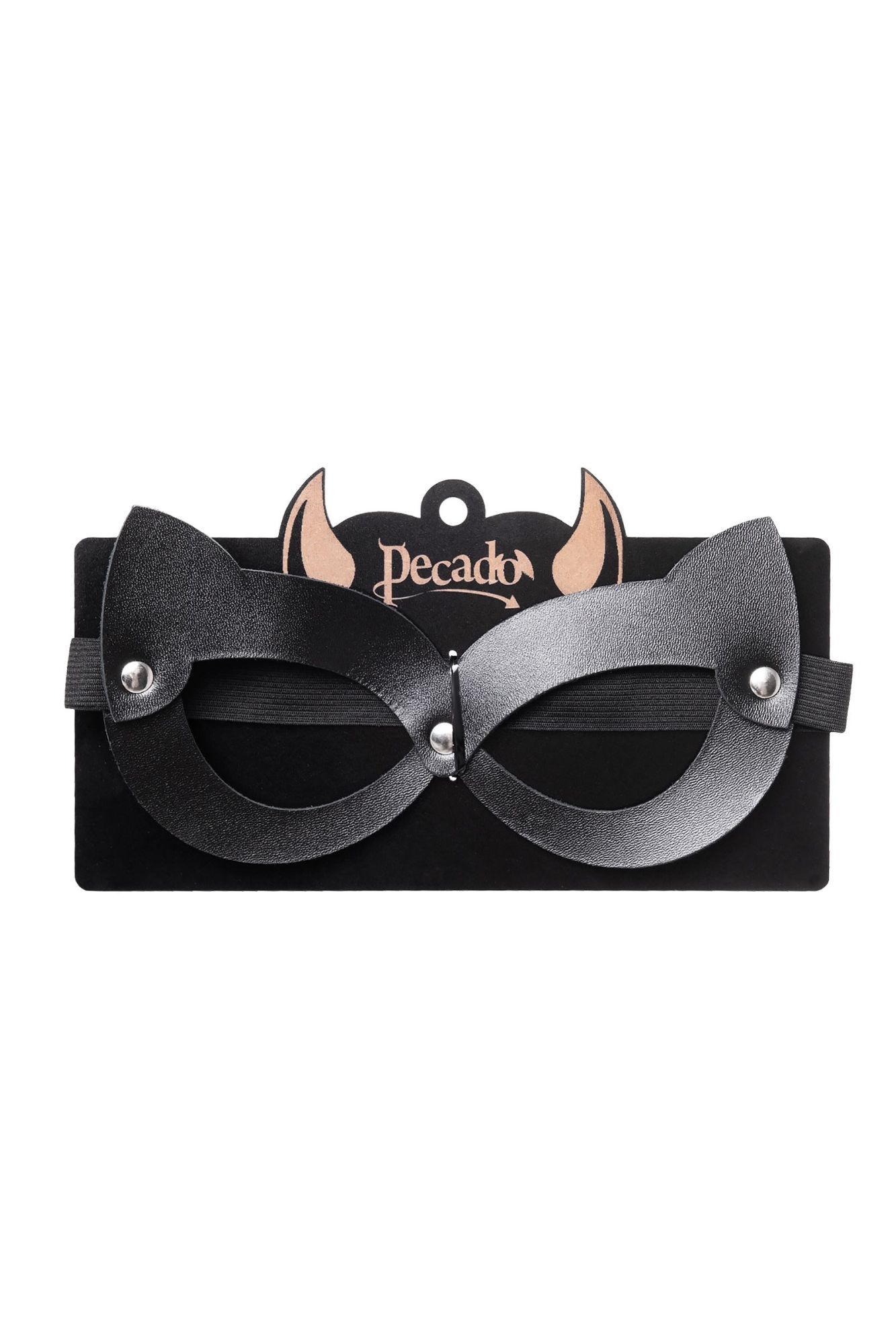 маска pecado bdsm, с ушками кошки открытая, натуральная кожа, чёрная в Новом Уренгое