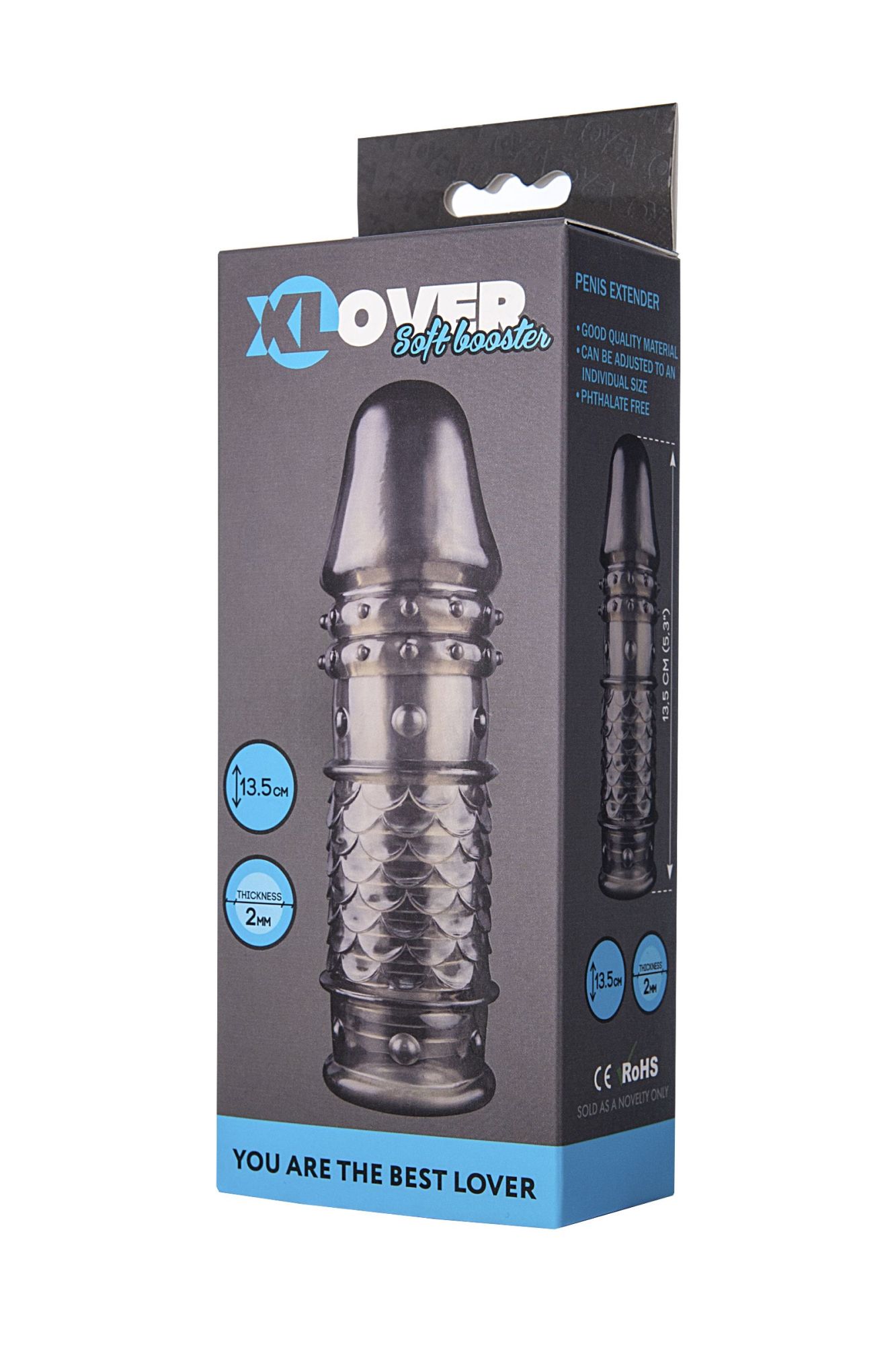 насадка toyfa xlover, для увеличения размера, tpe, черная прозрачная, 13,5 см в Новом Уренгое