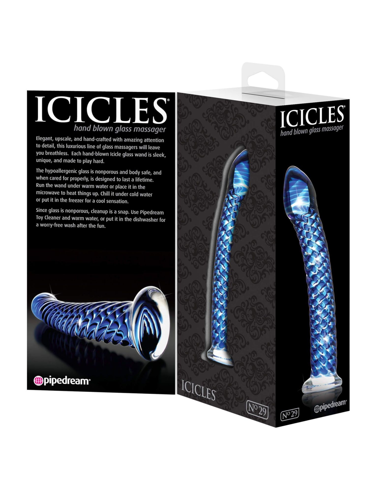 стимулятор стеклянный pipedream icicles no 29, синий в Новом Уренгое