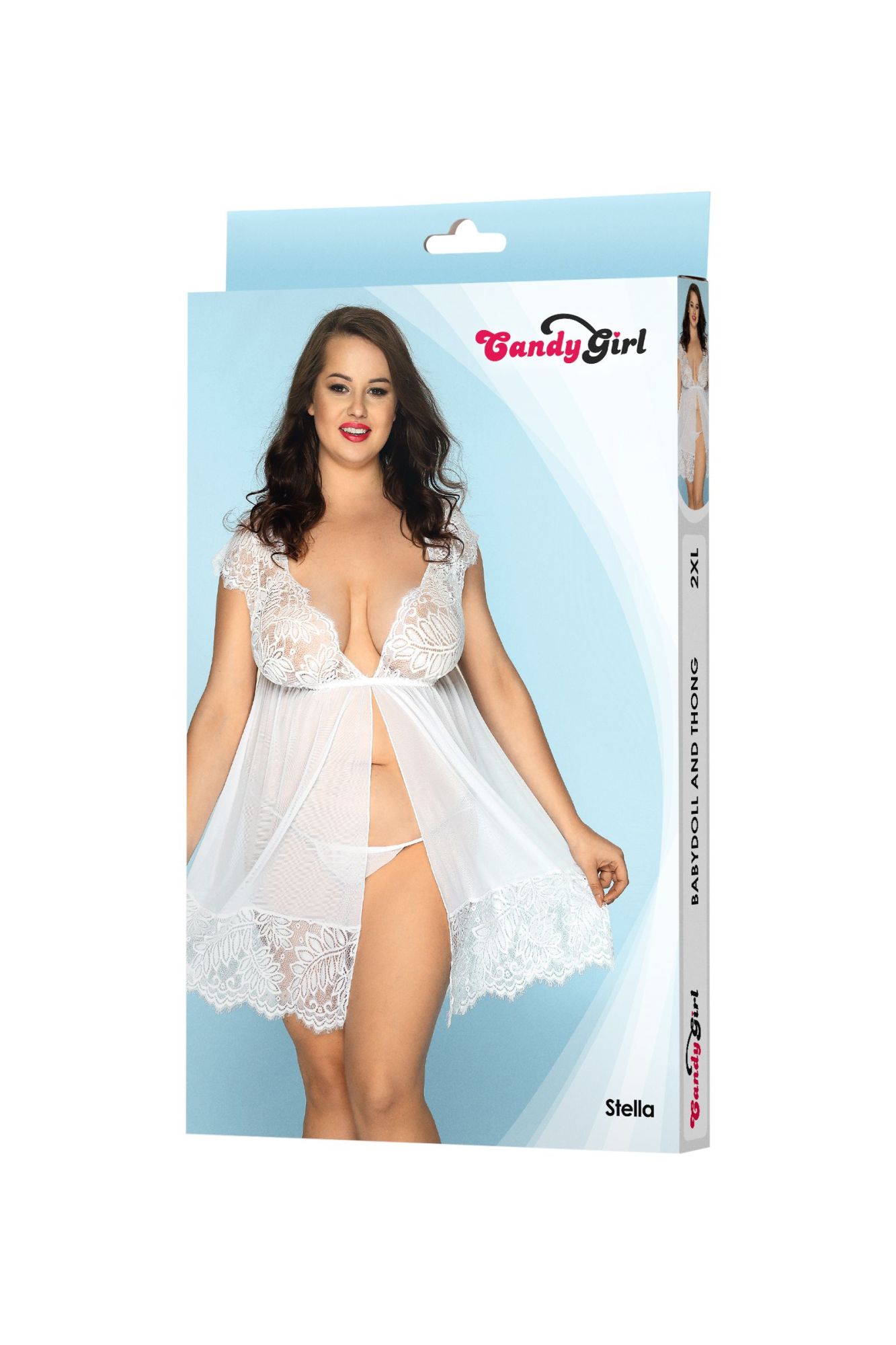 Эротическое комбинация и стринги candy girl stella белые, 2xl в Новом Уренгое