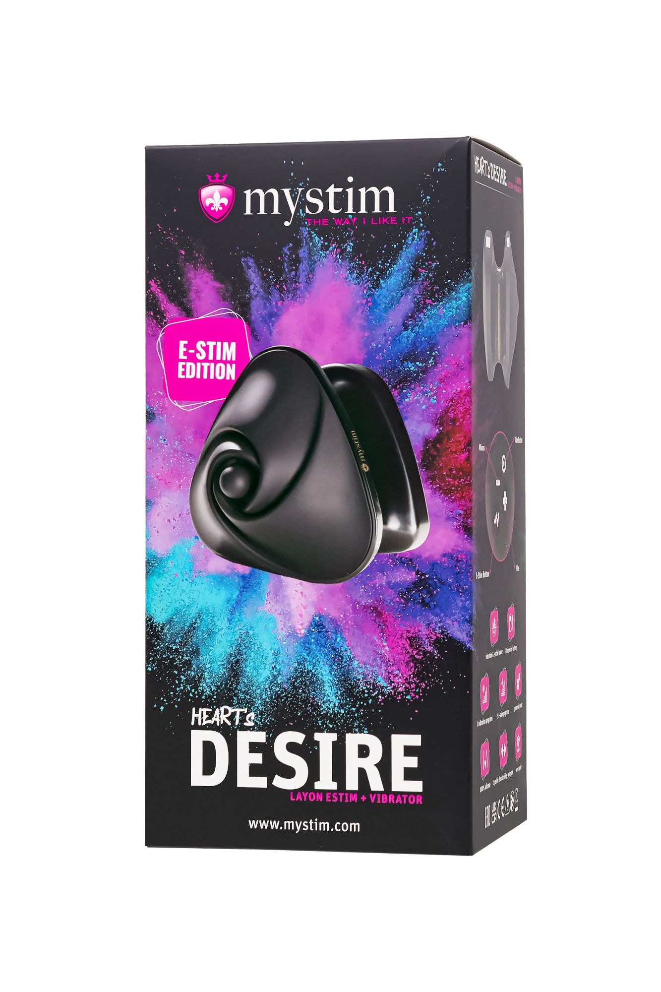 вибратор mystim heart ́s desire с электростимуляцией, силикон, черный, 6,7 см в Новом Уренгое